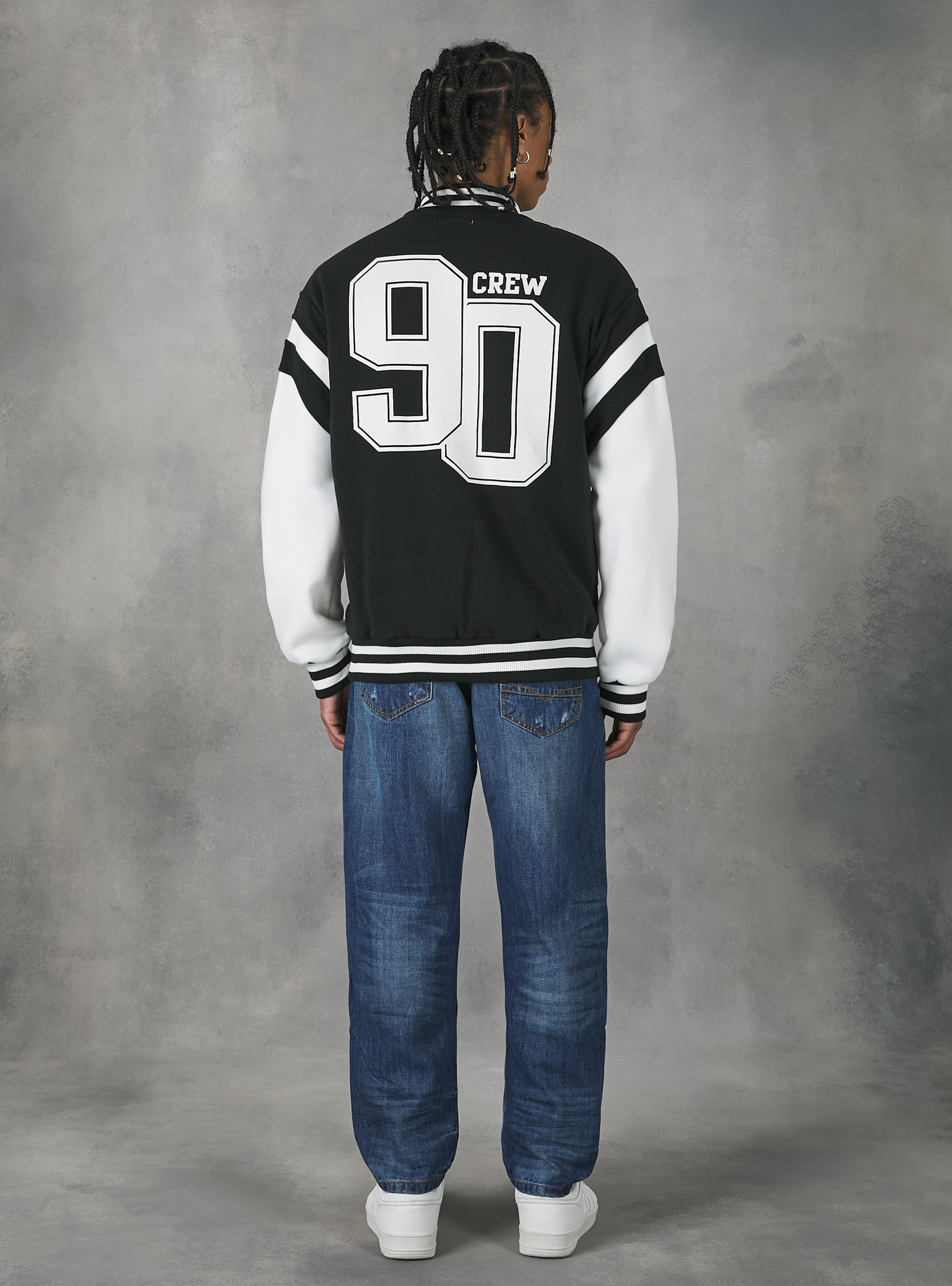 College Bomber Jacket with print, BK1 BLACK