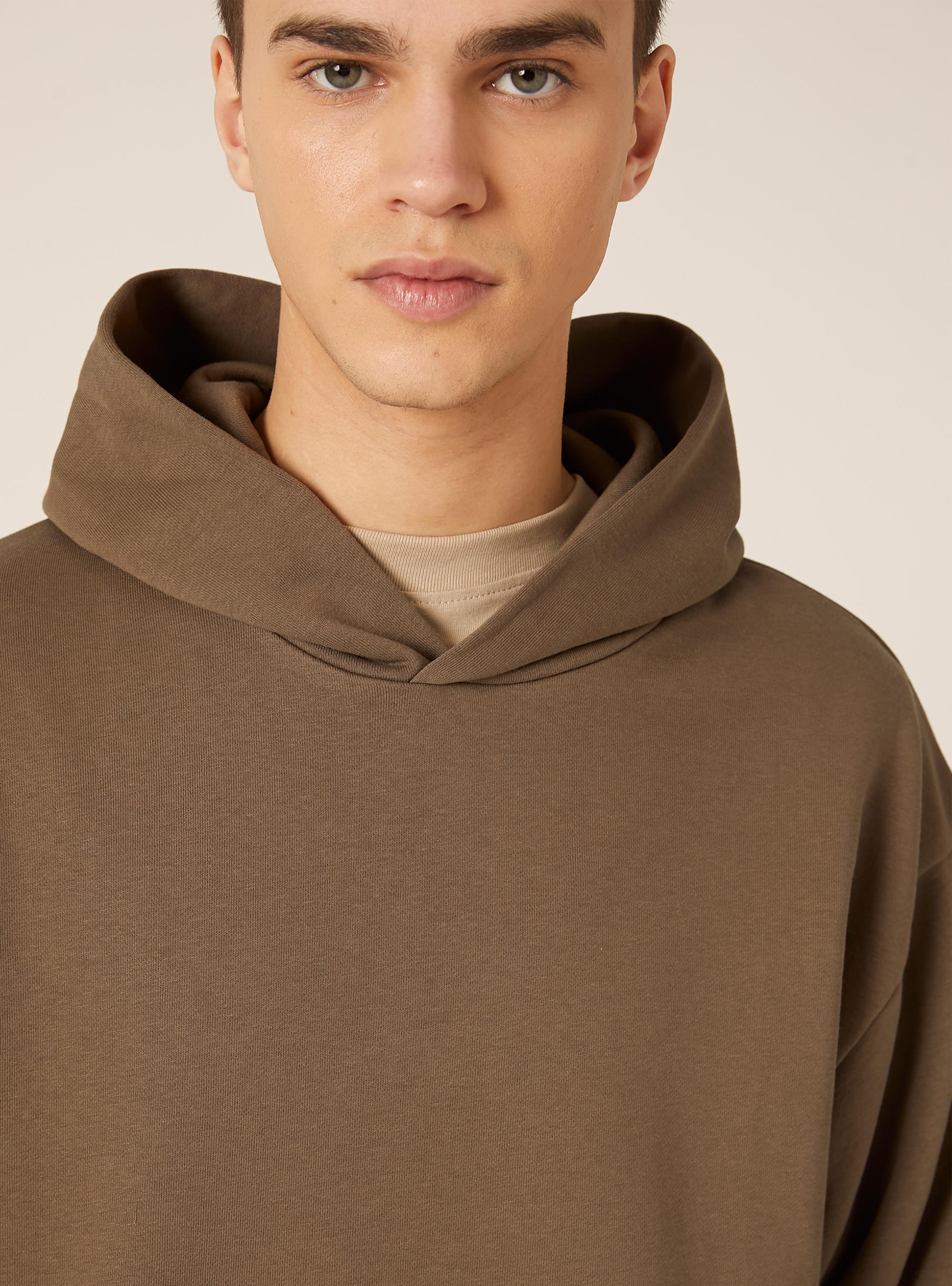 Boxy fit hooded sweatshirt, BR2 BROWN MEDIUM