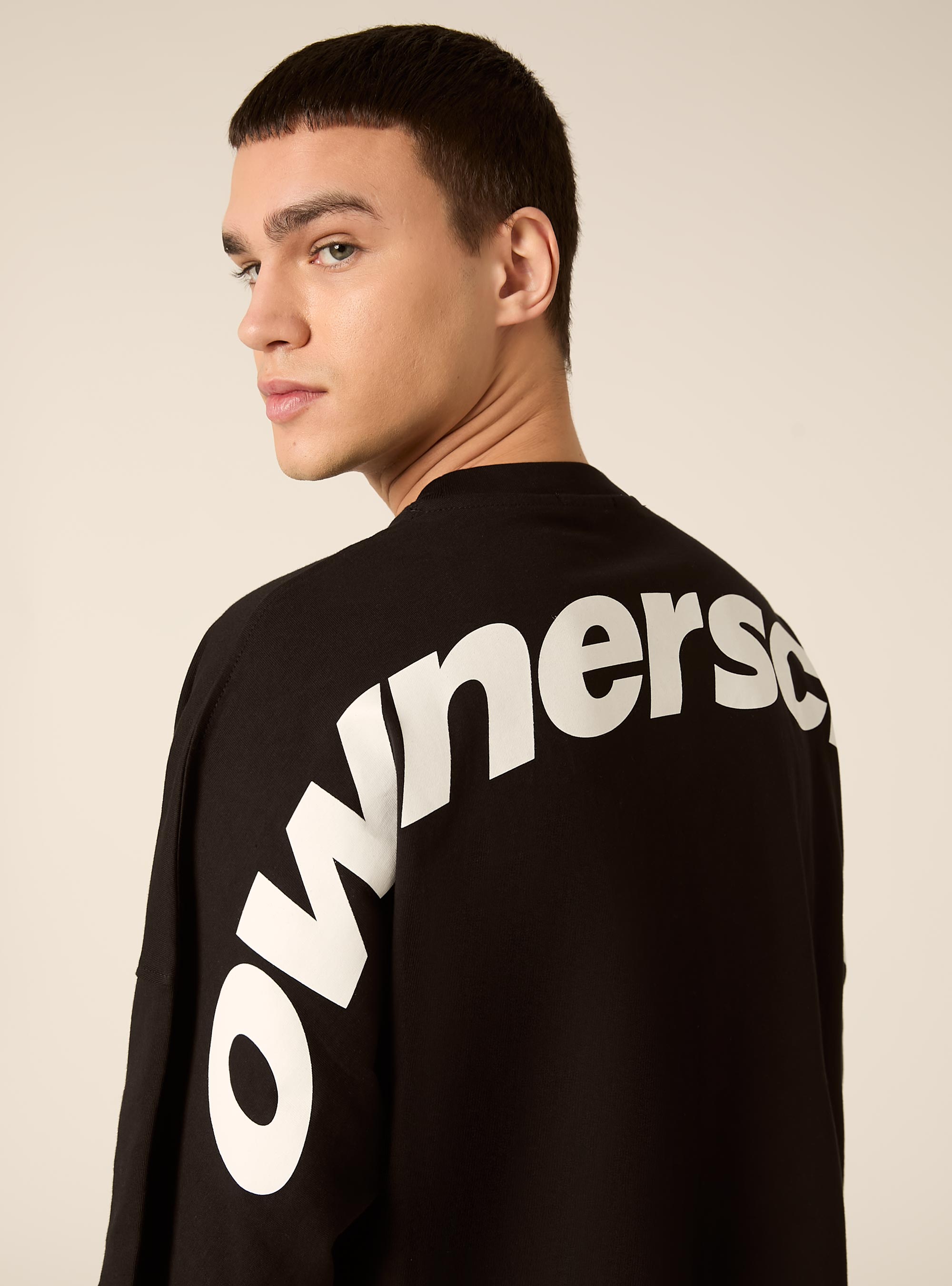 T- shirt base boxy con stampa, BK1 BLACK