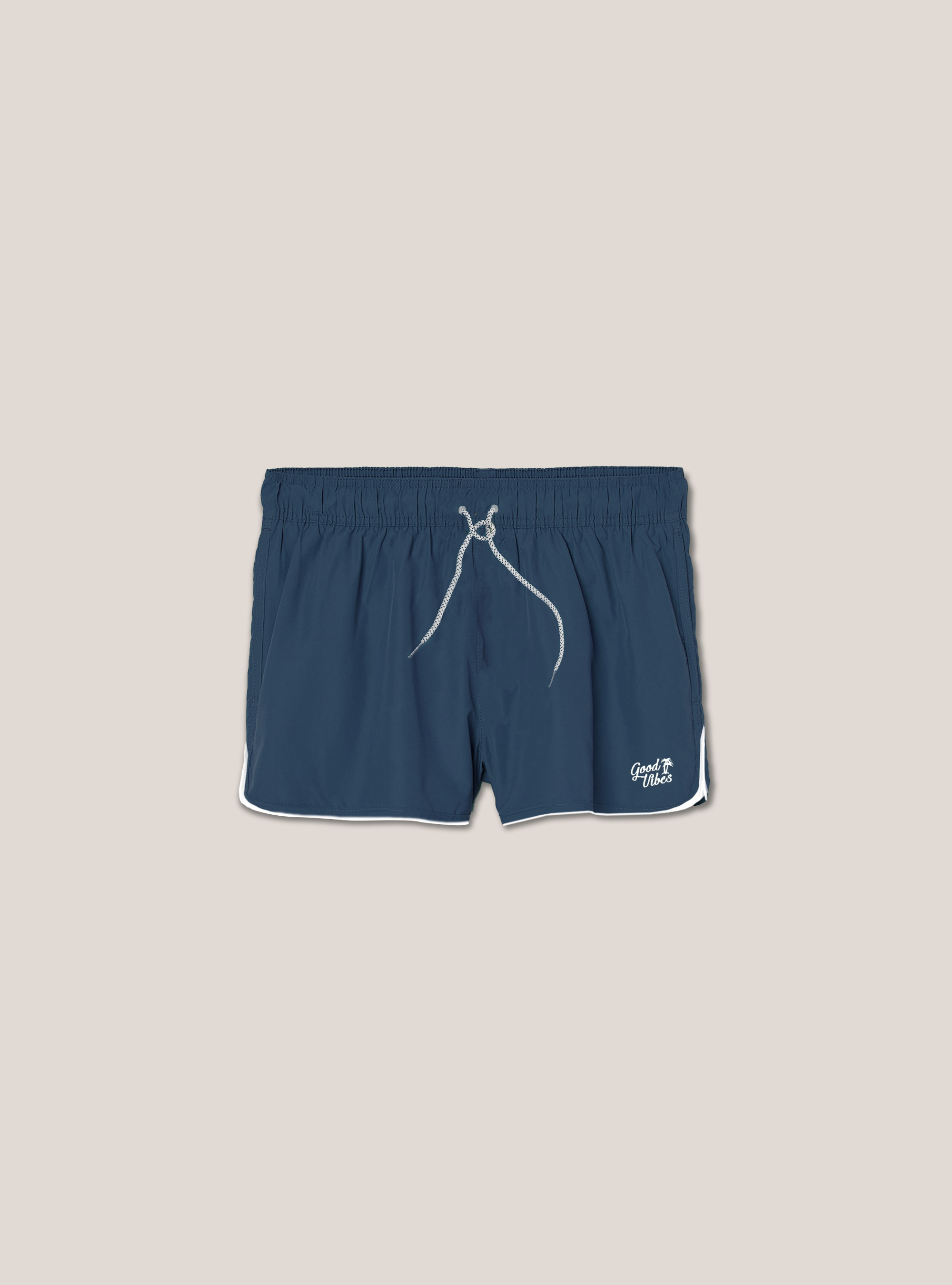 Short de bain basique avec bordure contrastante, C204 BLU NAVY