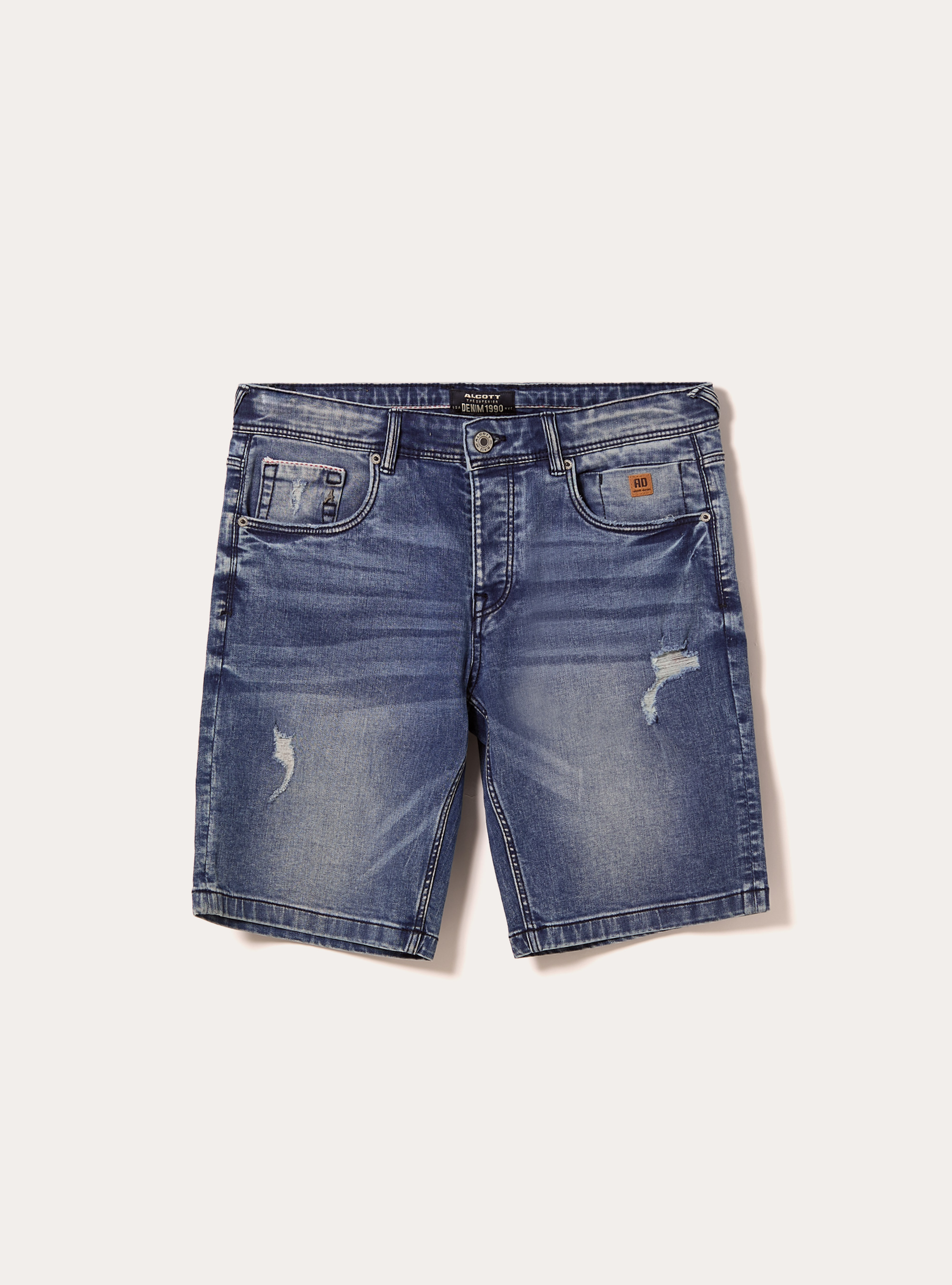 Skinny Fit Denim Bermuda Shorts, D005 LIGHT BLUE