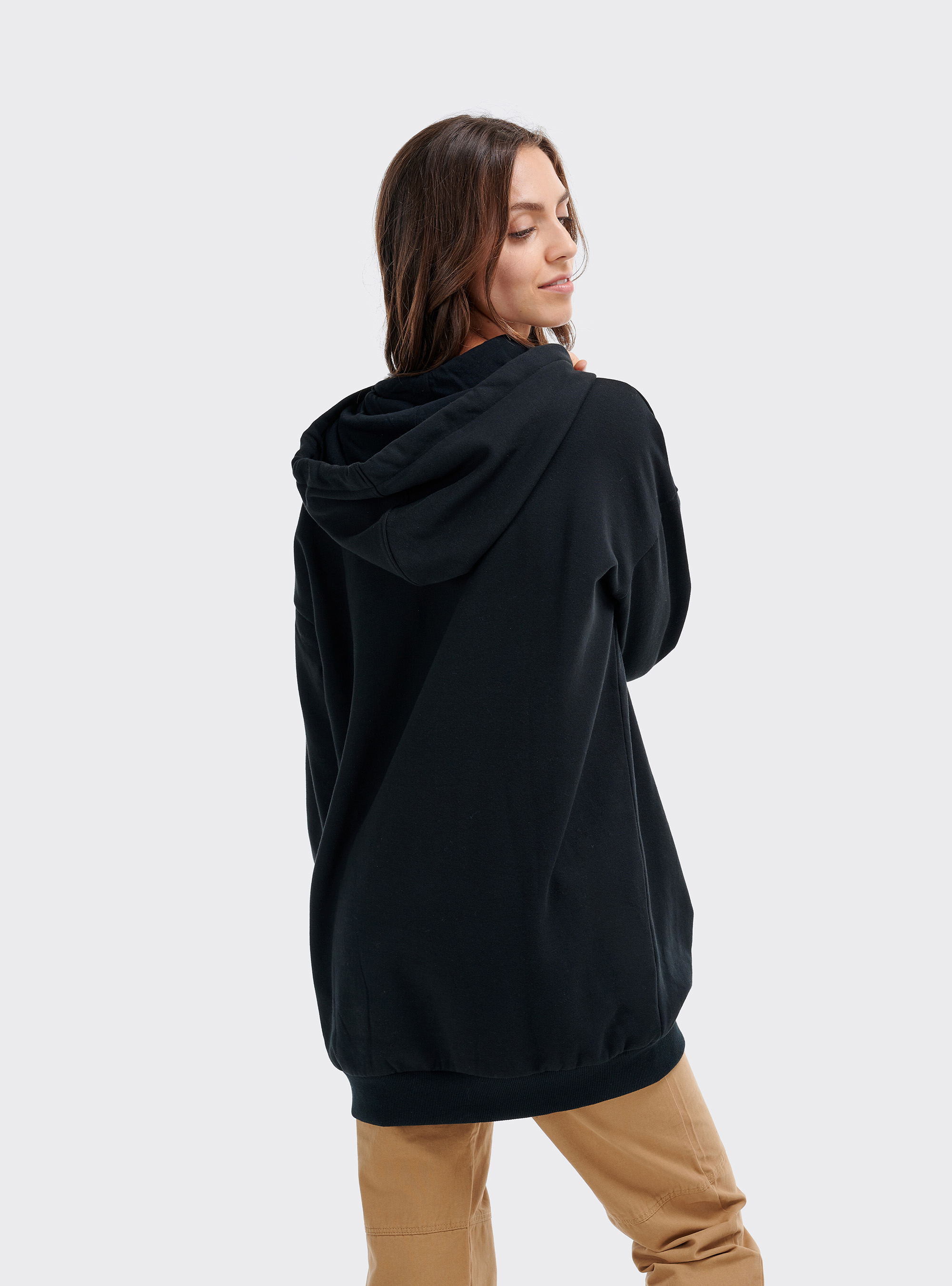 Felpa oversize con cappuccio, NERO