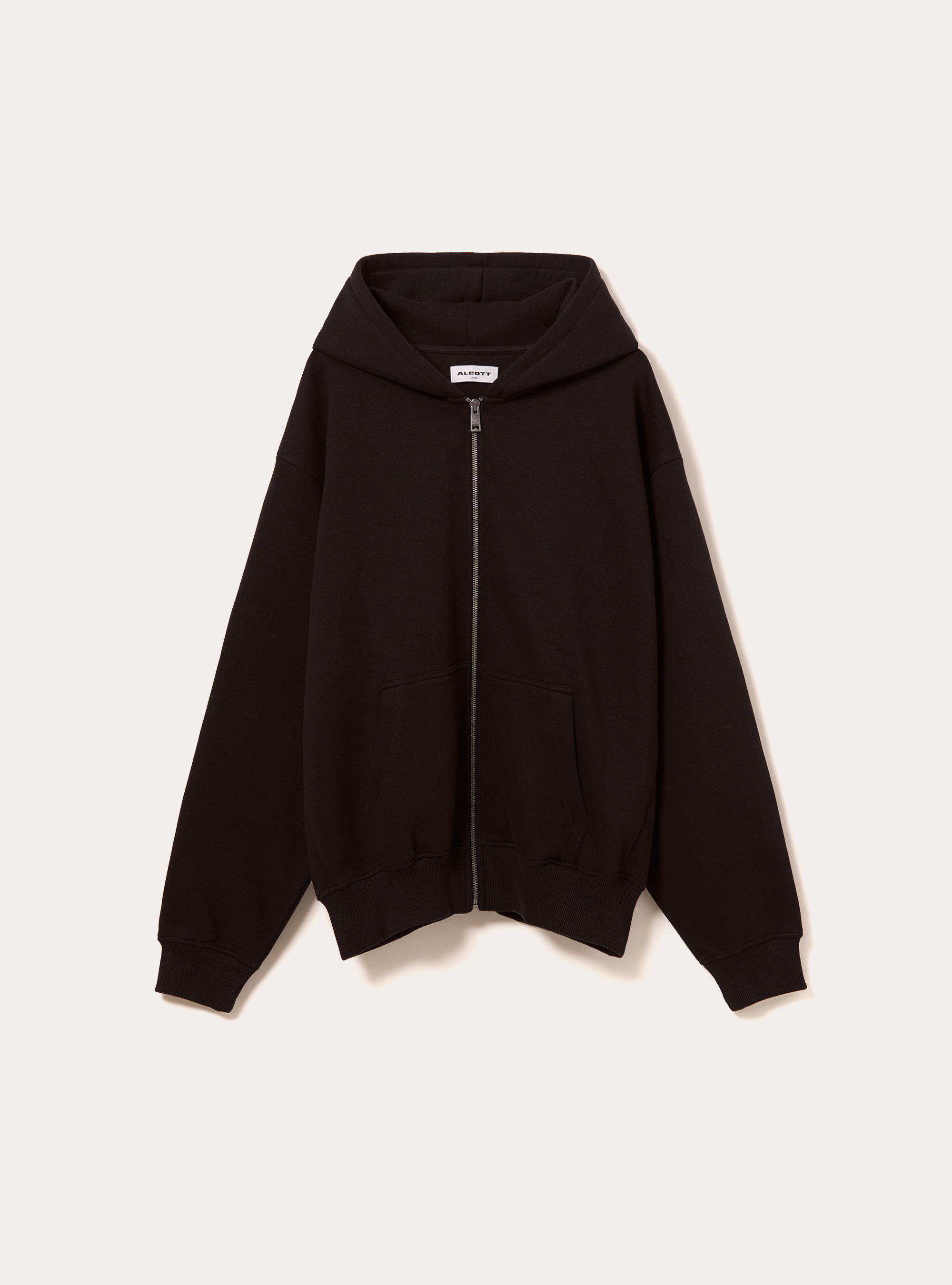 Boxy fit zip-up hoodie, BK1 BLACK