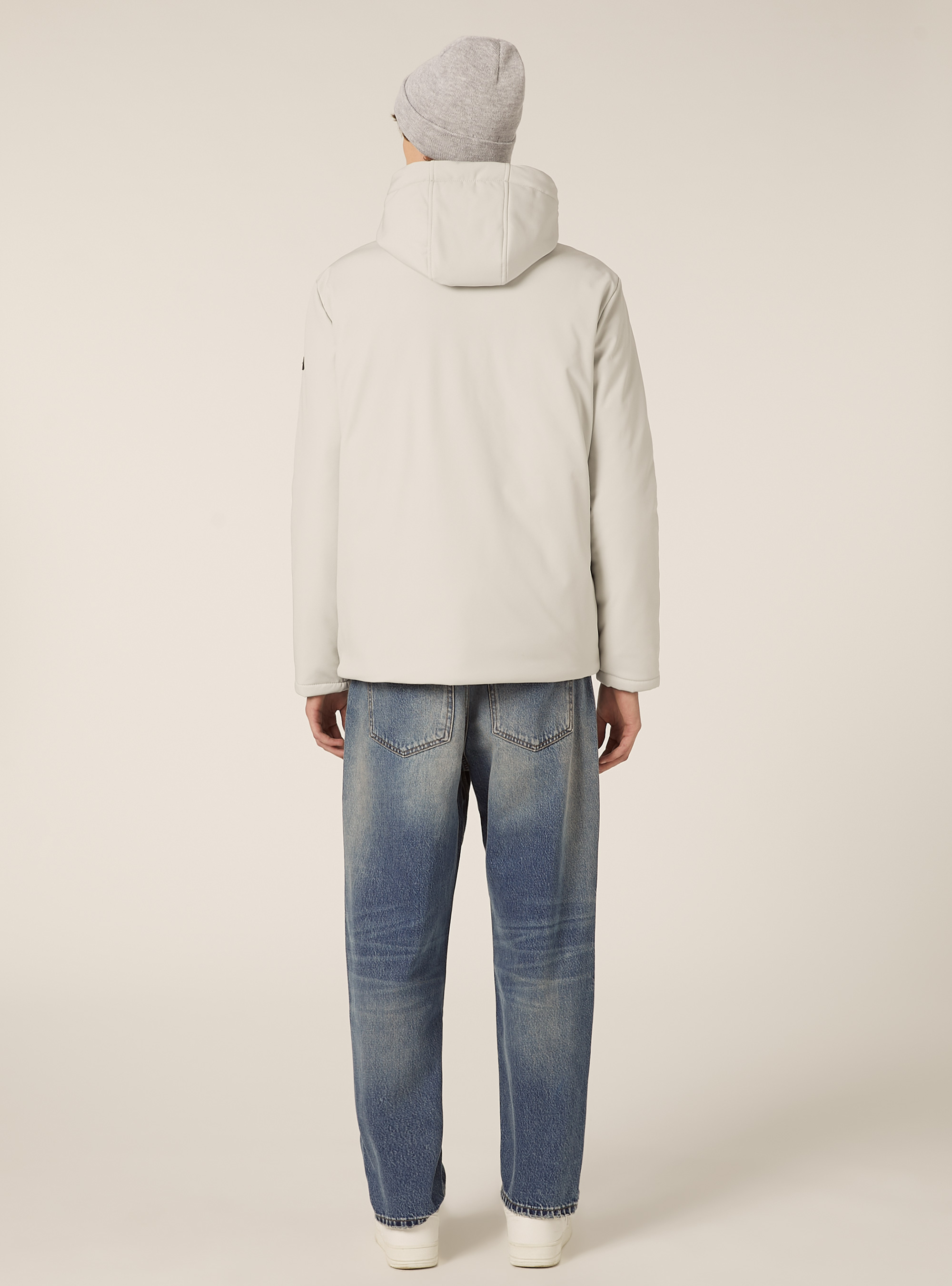 Giubbino con cappuccio e zip impermeabili, WH1 OFF WHITE