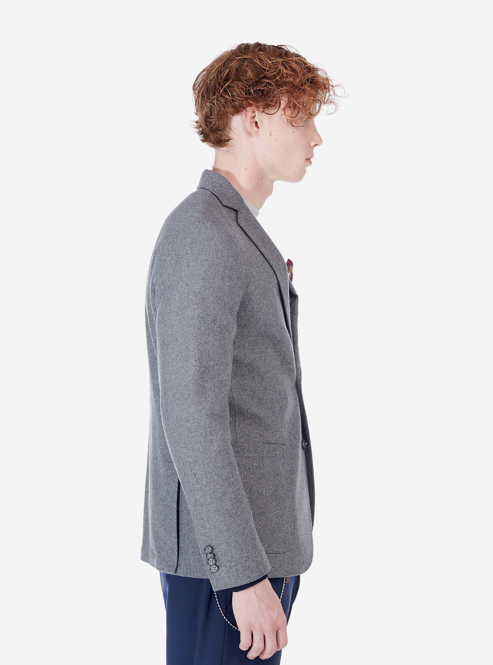 Giacca con tessuto armaturato in misto lana, GRIGIO MELANGE