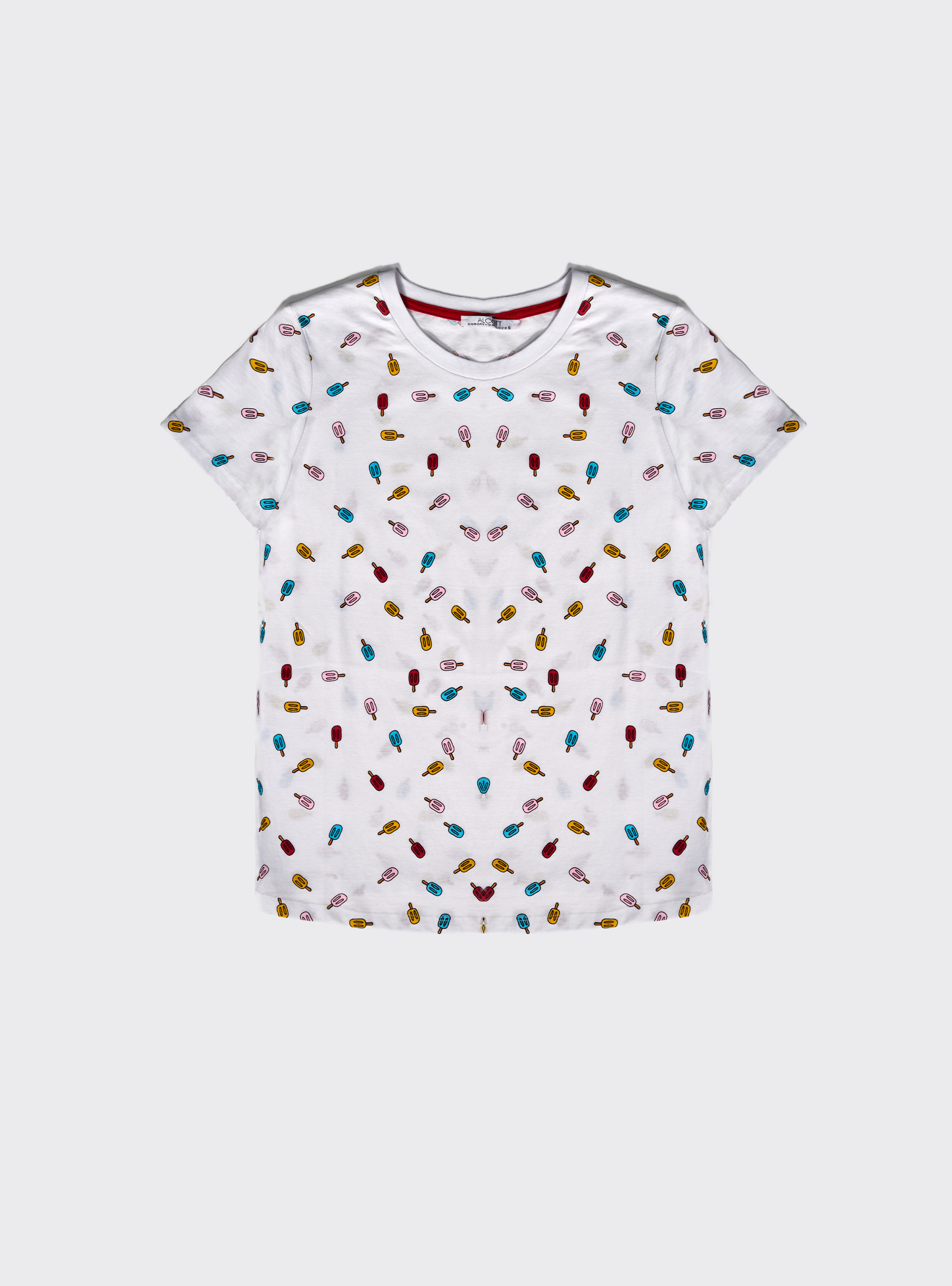 Maglietta con stampa gelati allover, BIANCO