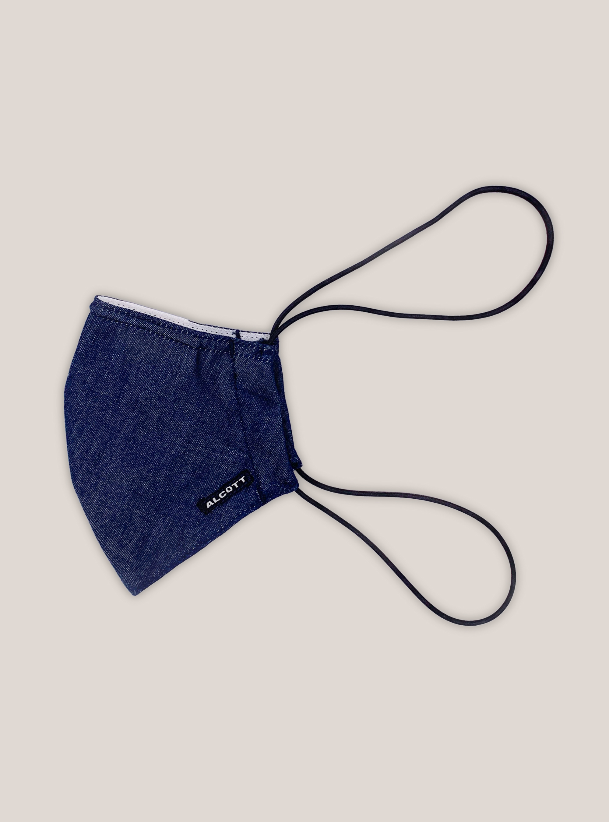 Denim mask cover with logo, C218 BLUE NAVY