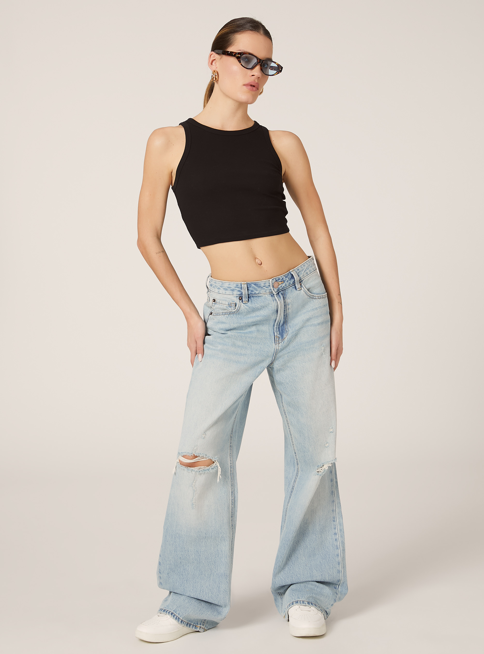 Straight wide fit jeans, D004 MEDIUM LIGHT BLUE