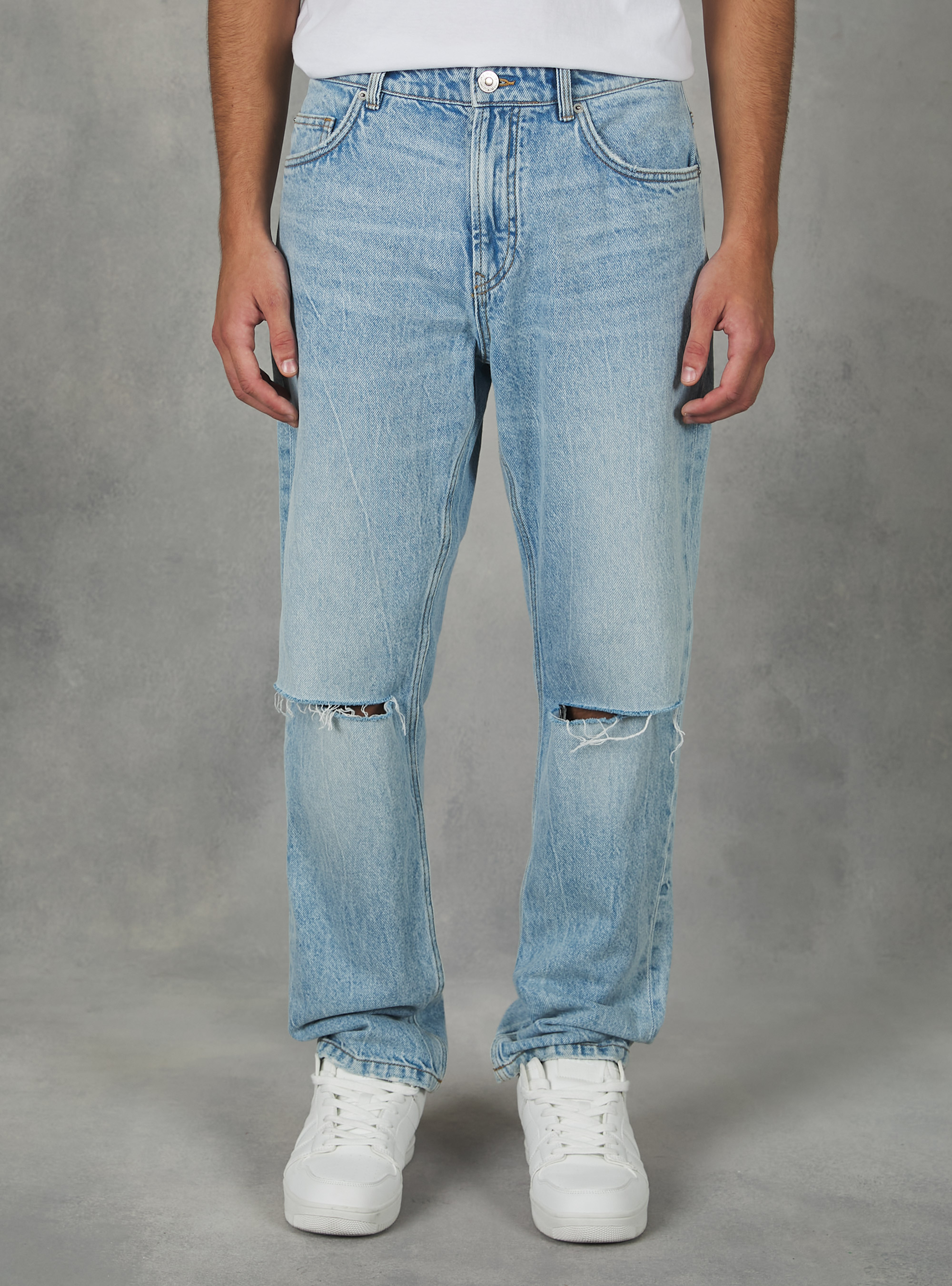 Straight Fit Cotton Jeans, D006 AZURE