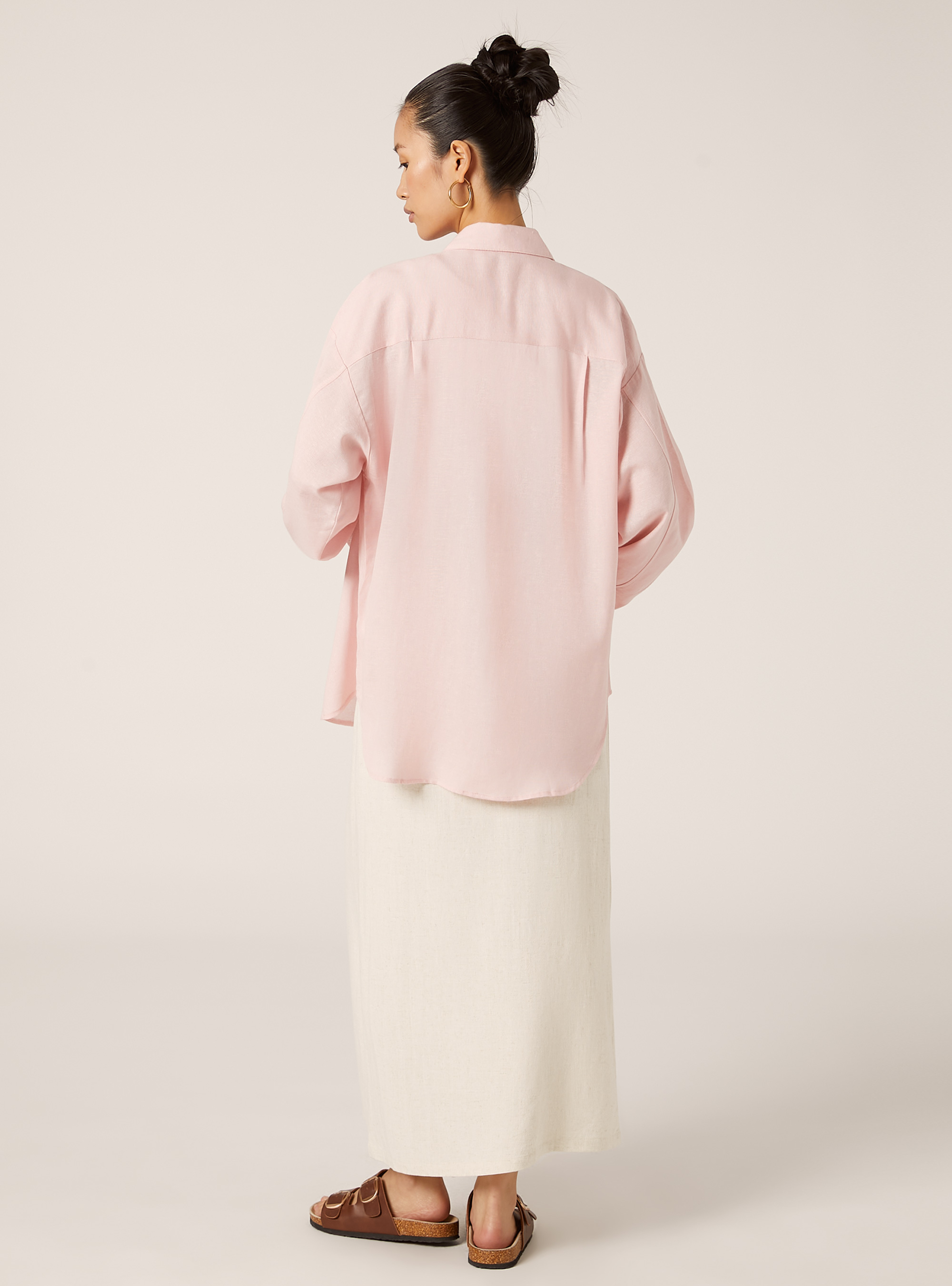 Comfort fit linen shirt, PK2 PINK MEDIUM