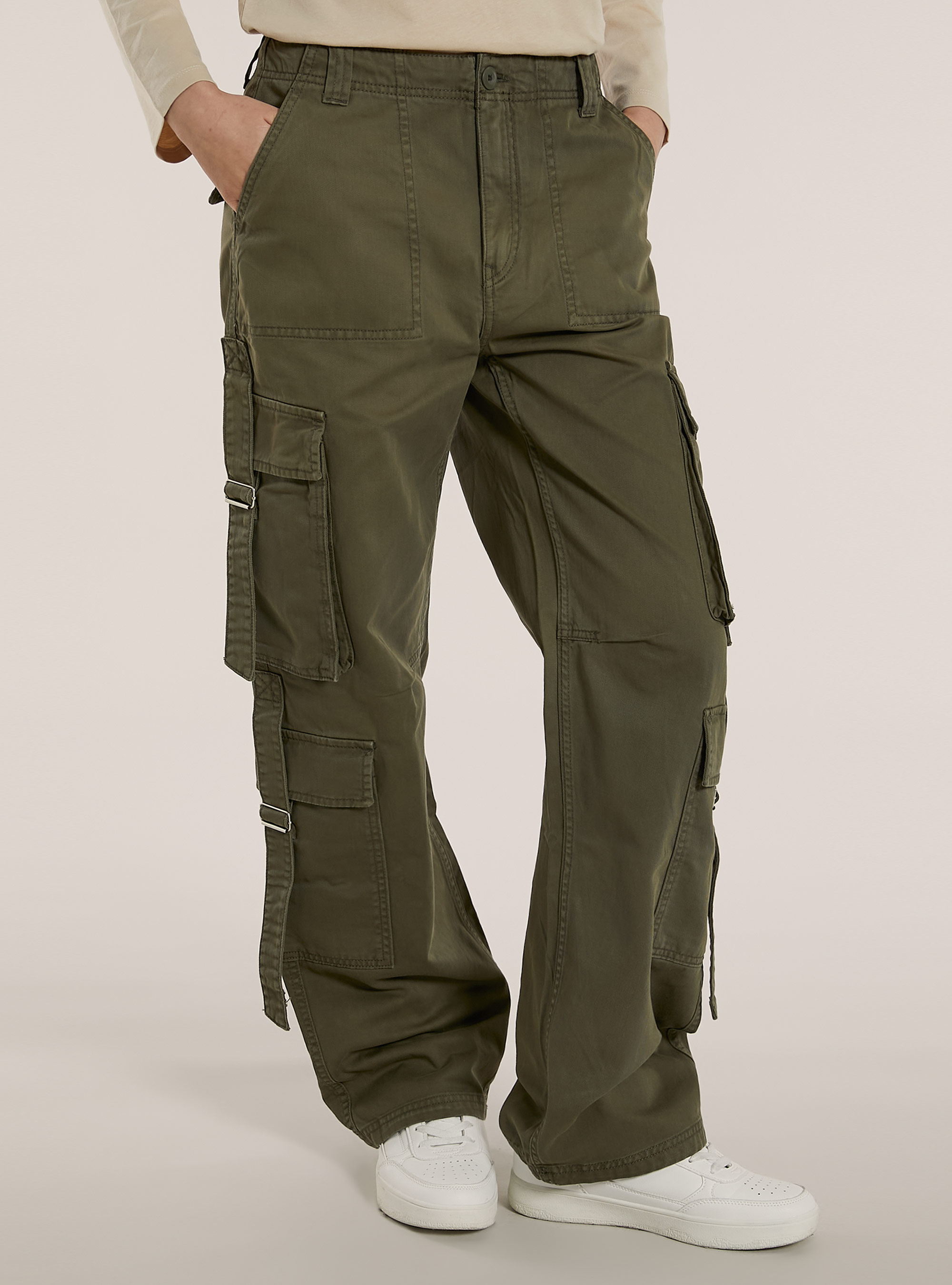 Twill multi cargo trousers, KY1 KAKY DARK