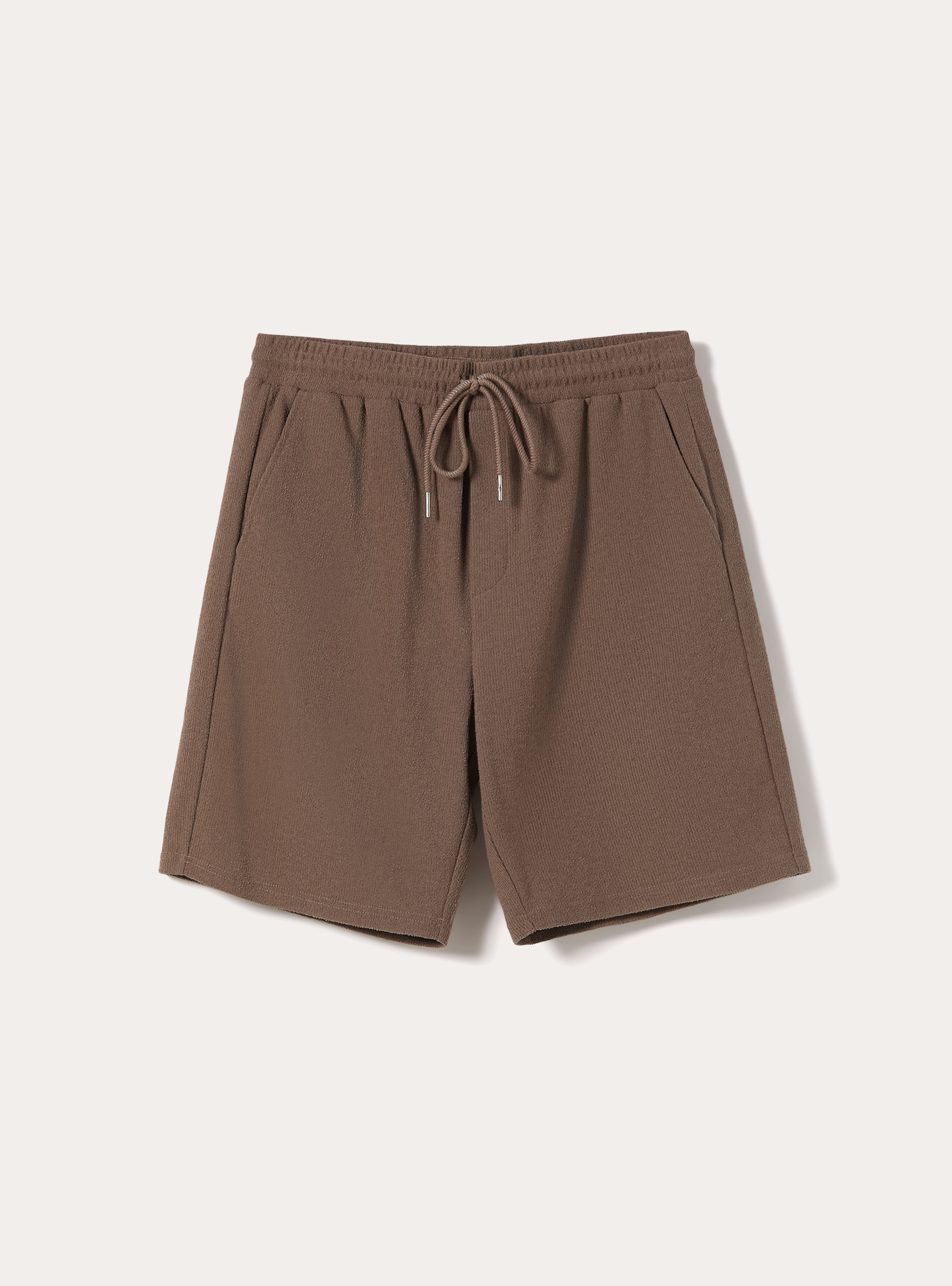 Bermuda in cotone con texture, MARRONE MEDIO