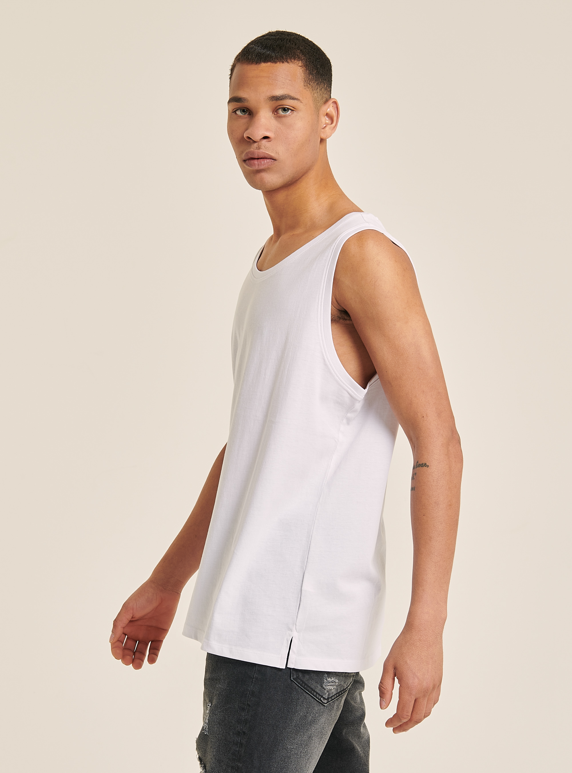 Solid-coloured comfort fit tank top, WH3 WHITE