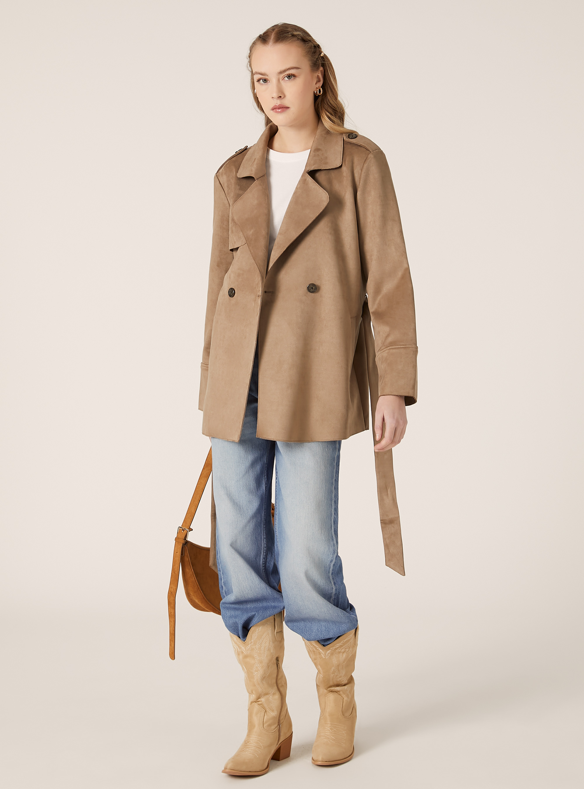 Trenchcoat in Wildlederoptik, BG2 BEIGE MEDIUM