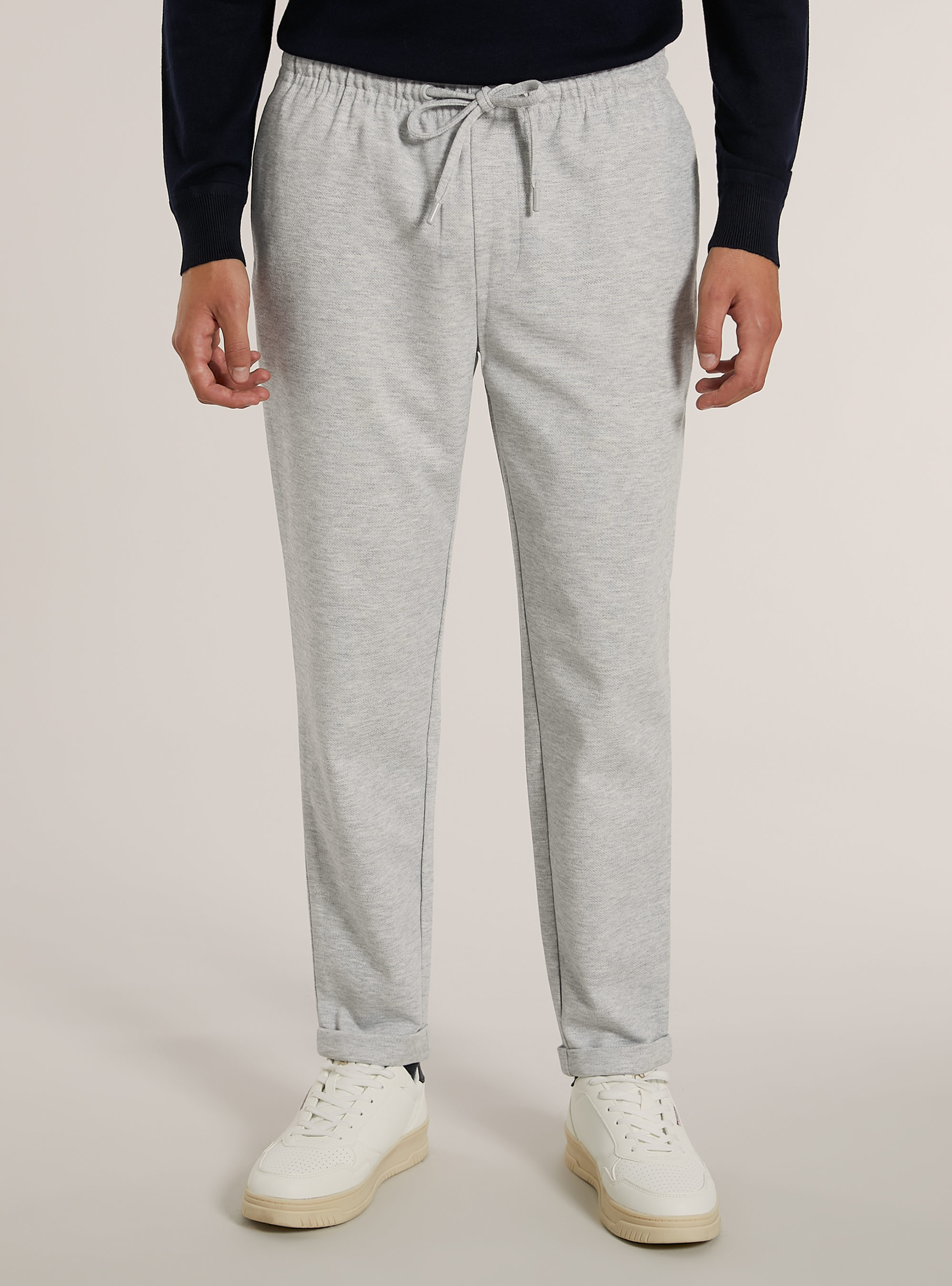 Trousers with honeycomb texture, MGY2 GREY MEL MEDIUM