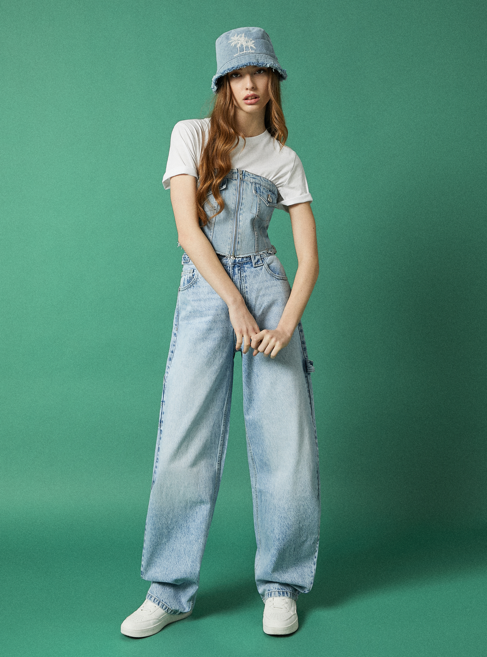 【KOOLOSET】Premium Brush Washed Balloon Denim Carpenter balloon jeans with adjustable waist