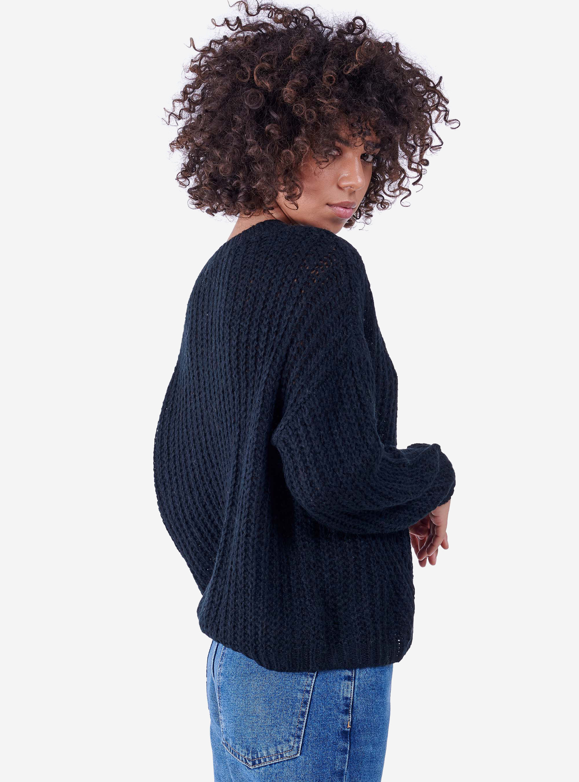 Pull large &agrave; col rond, C101 BLACK