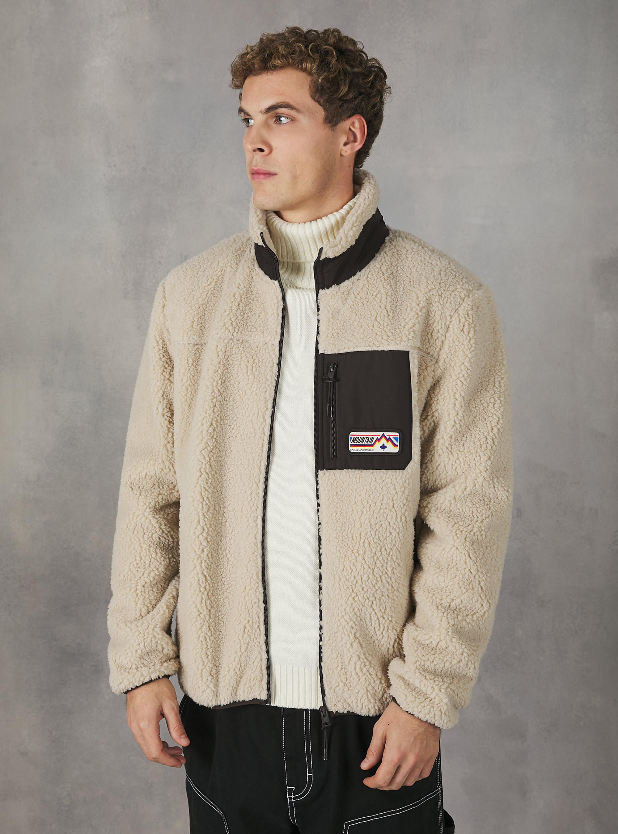 Veste Teddy avec doublure polaire, BG2 BEIGE MEDIUM