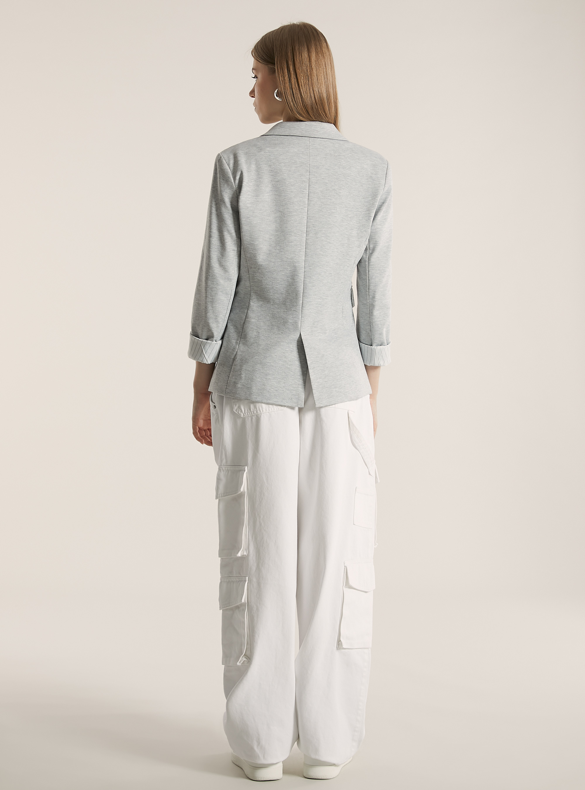 Blazer in jersey, MGY3 GREY MEL LIGHT