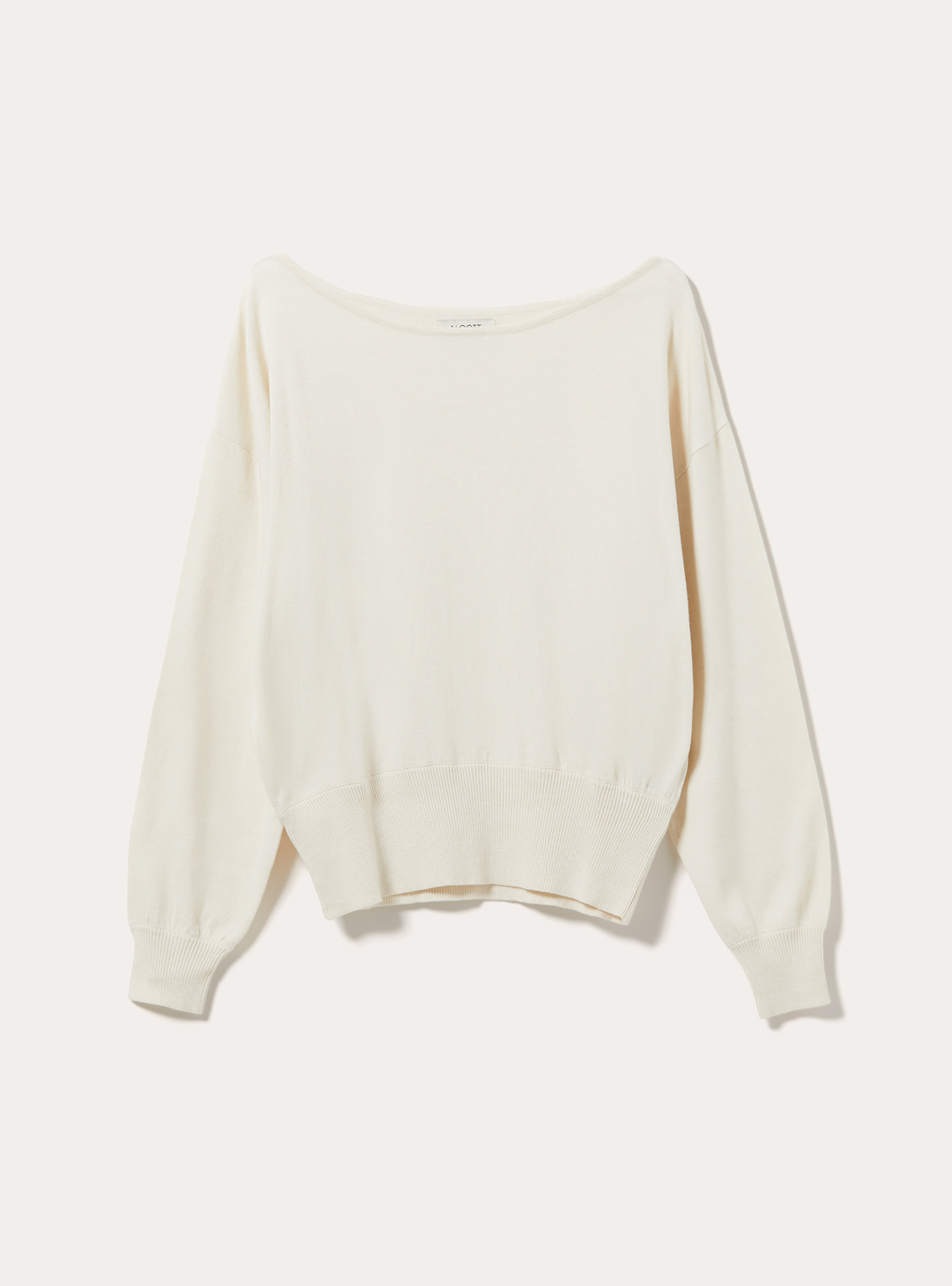 Boat neck jumper with wide ribbed hem, MCR2 CREAM MEL MED