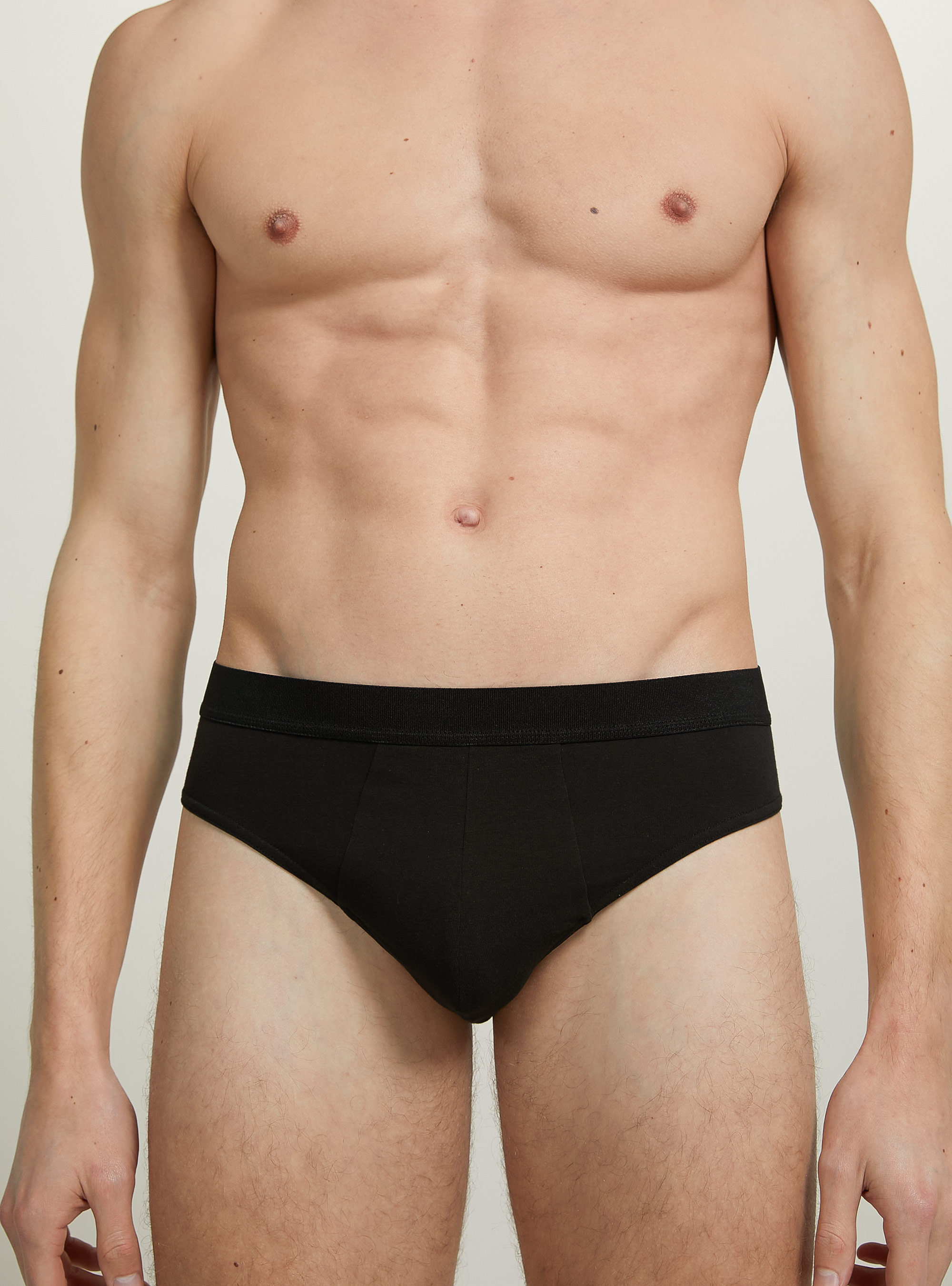 Set of 3 stretch cotton briefs, BK1 BLACK