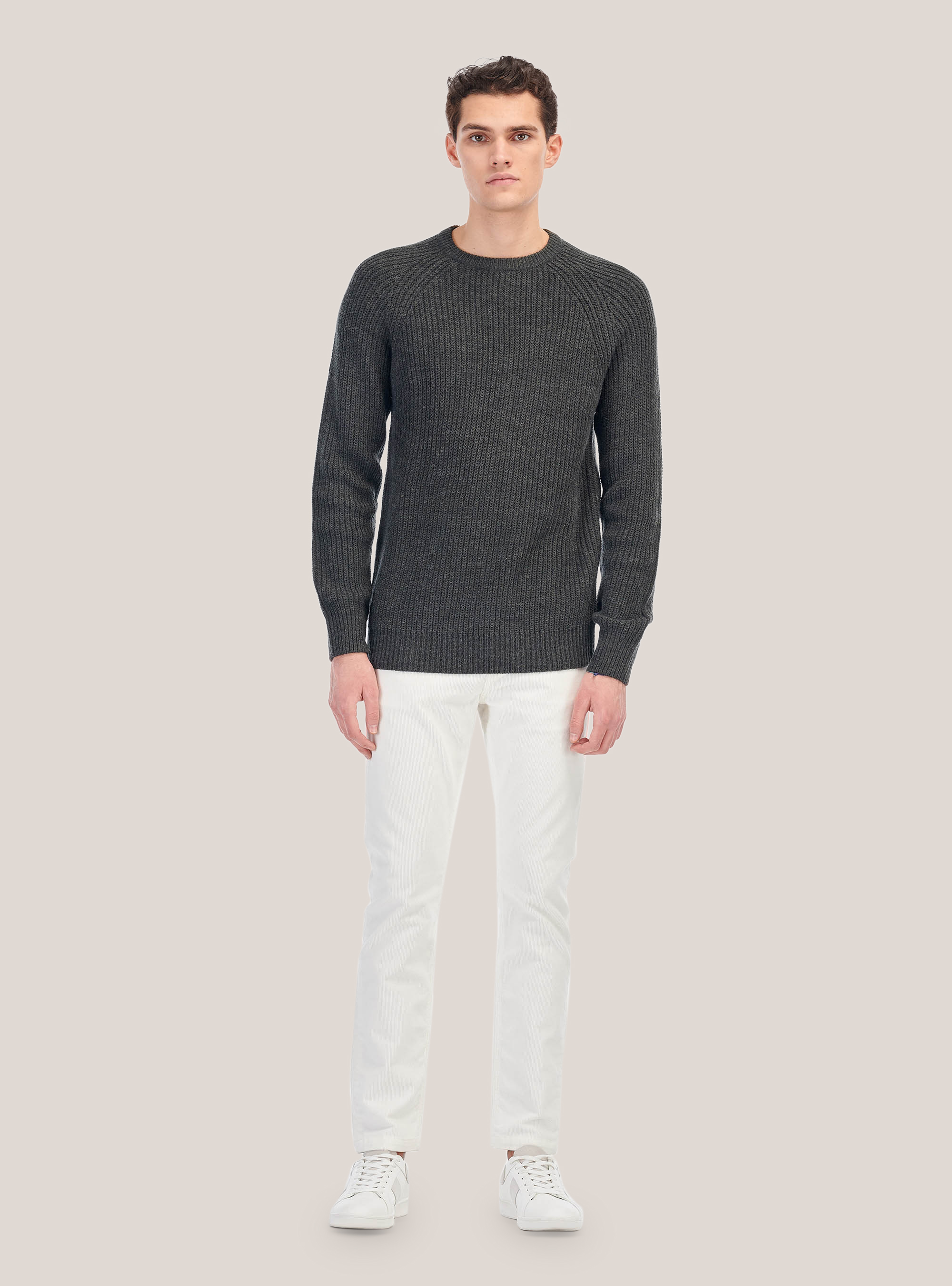 Corduroy skynny fit trousers, WH1 OFF WHITE