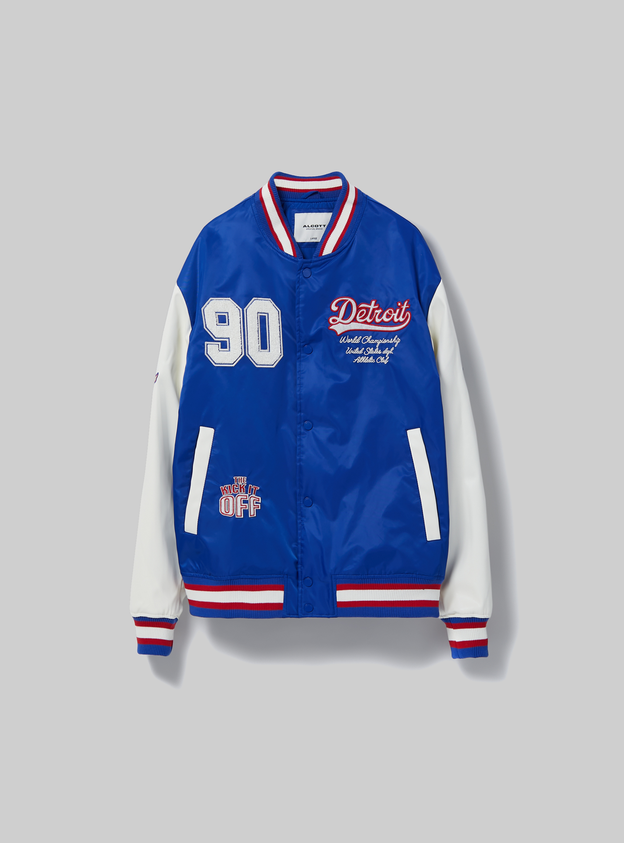 Varsity bomber jacket with patch, RY1 ROYALE DARK