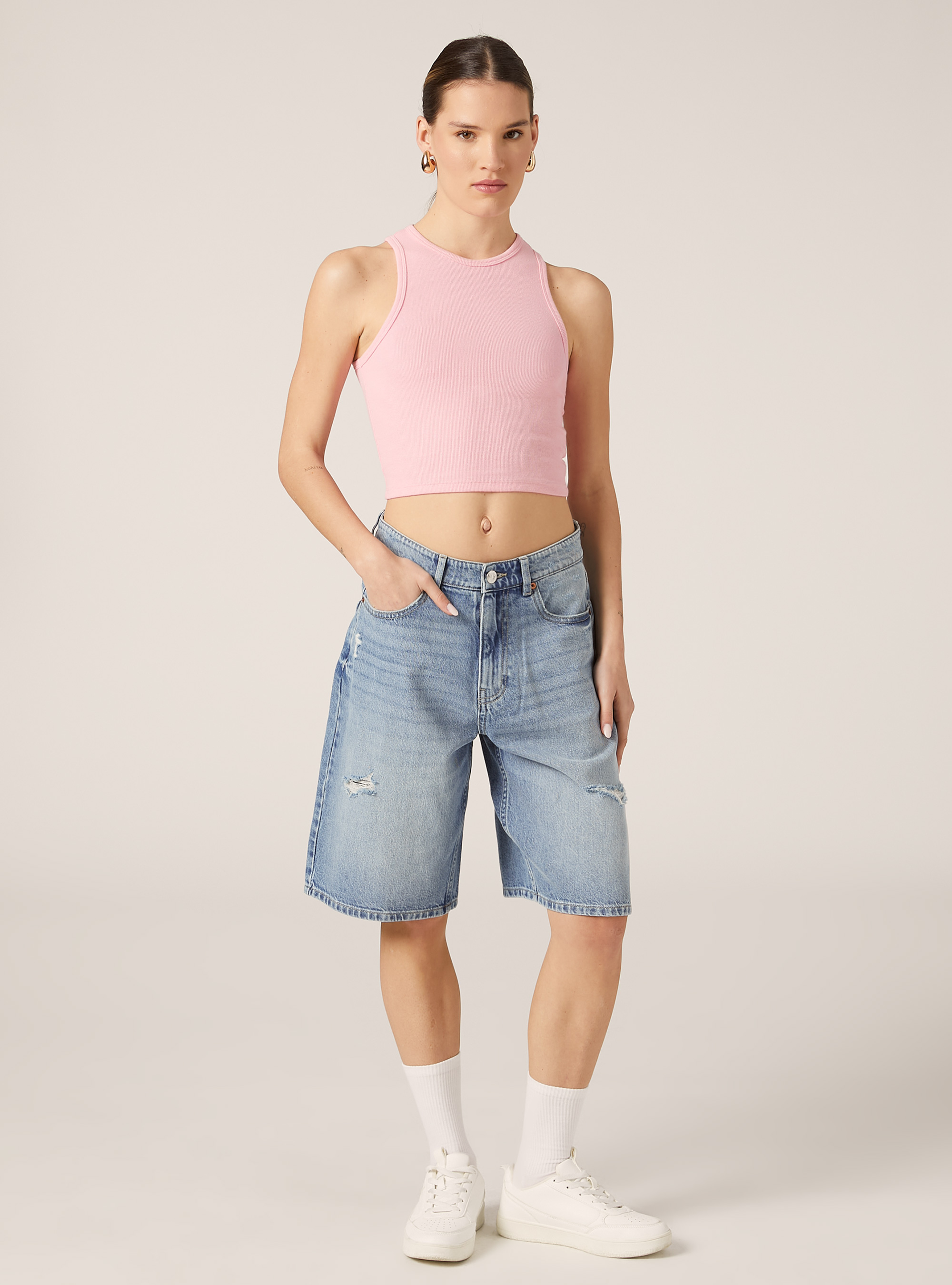 Débardeur court en cotes, PK1 PINK DARK