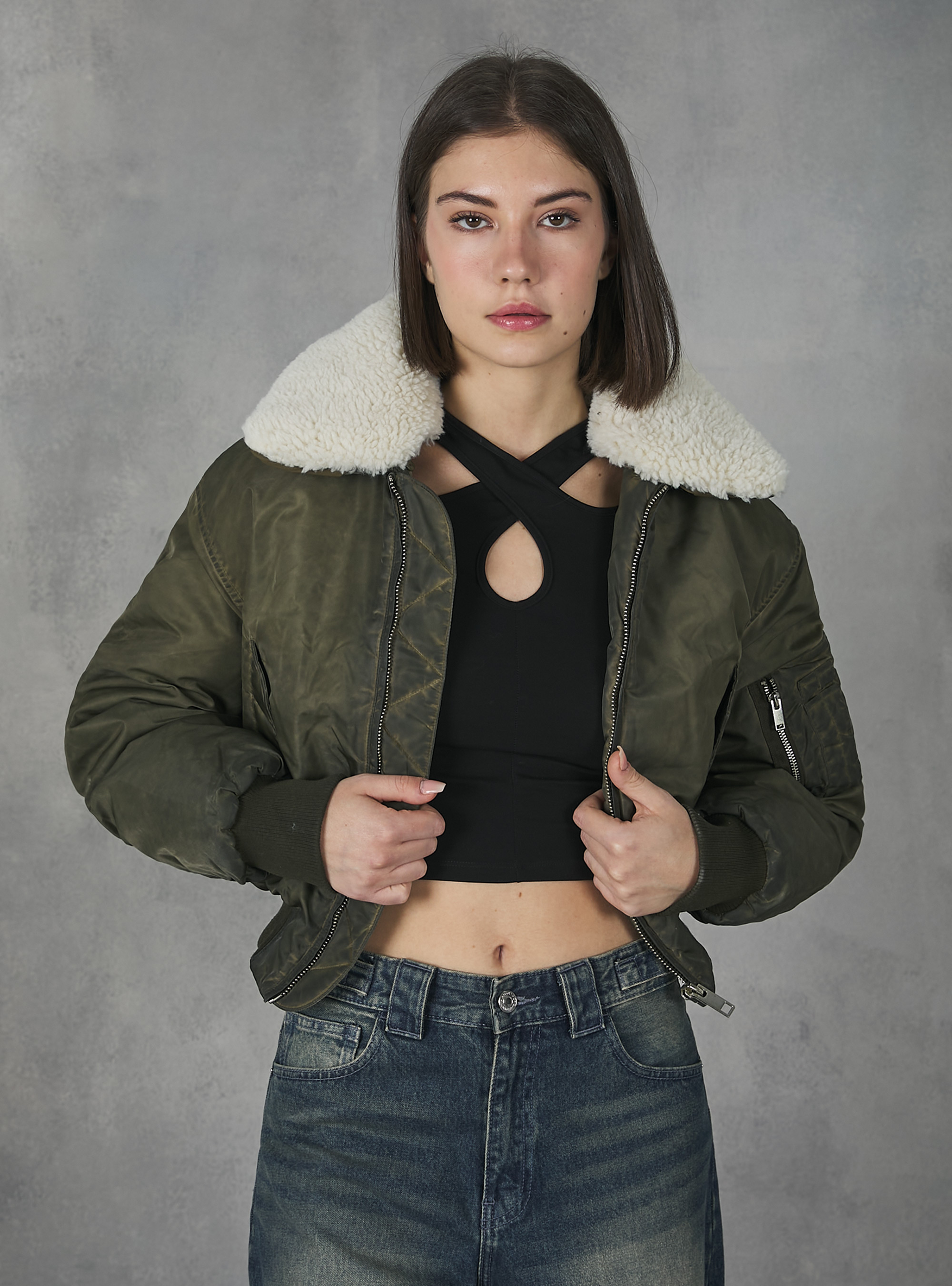 Bomber effet délavé avec rembourrage recyclé, KY2 KAKY MEDIUM