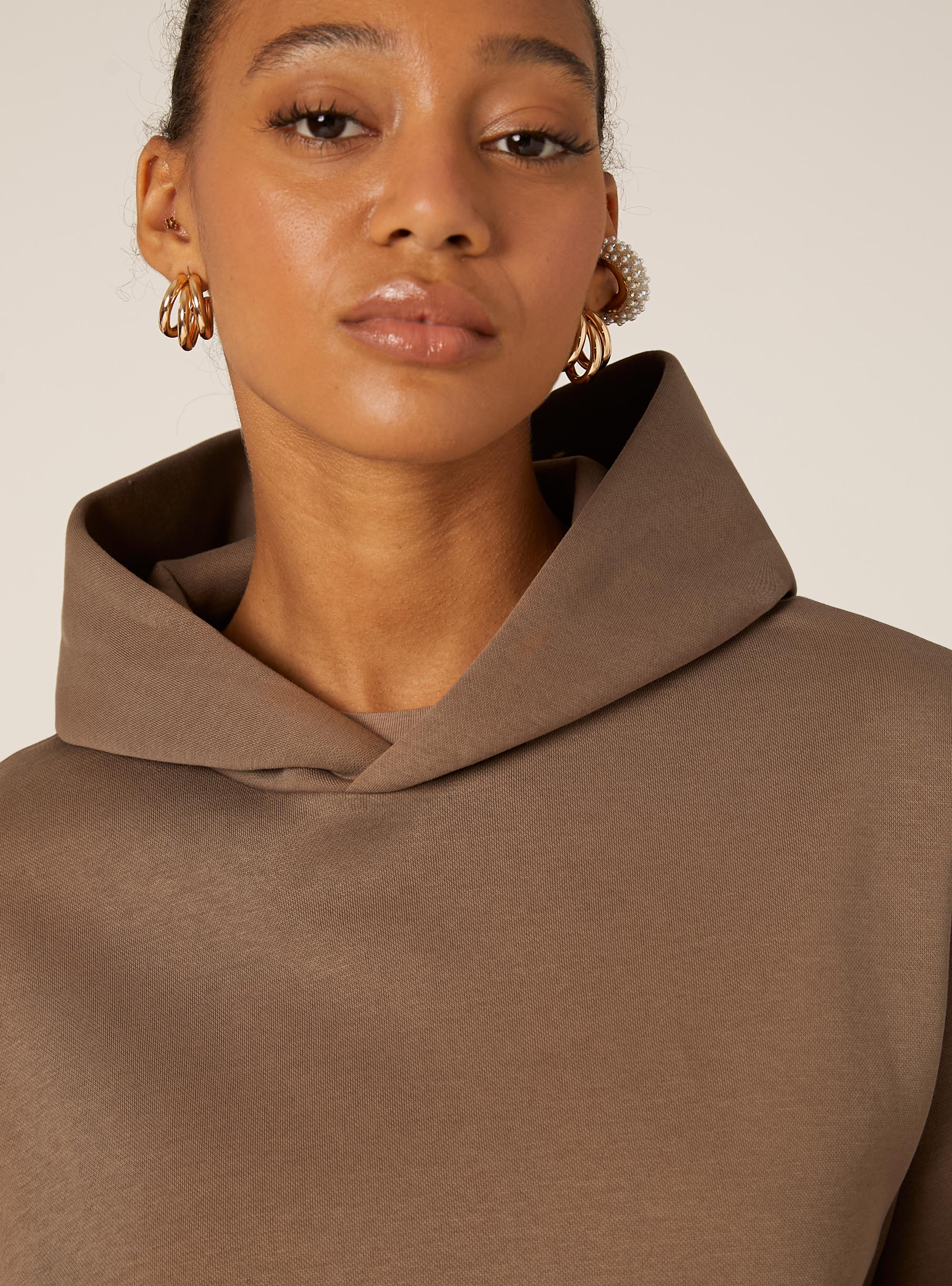 Felpa boxy over fit, BR3 BROWN LIGHT