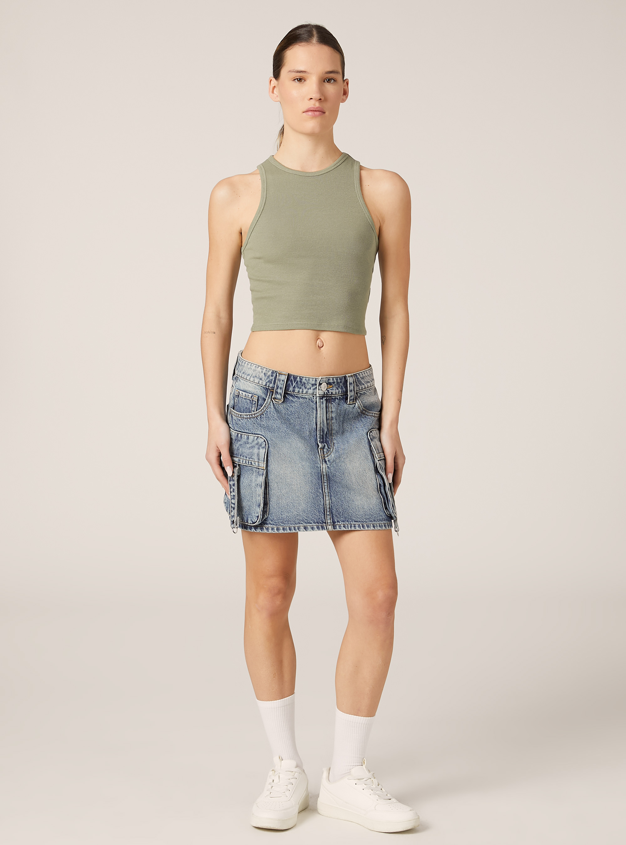 Camiseta de tirantes de canalé, KY2 KAKY MEDIUM