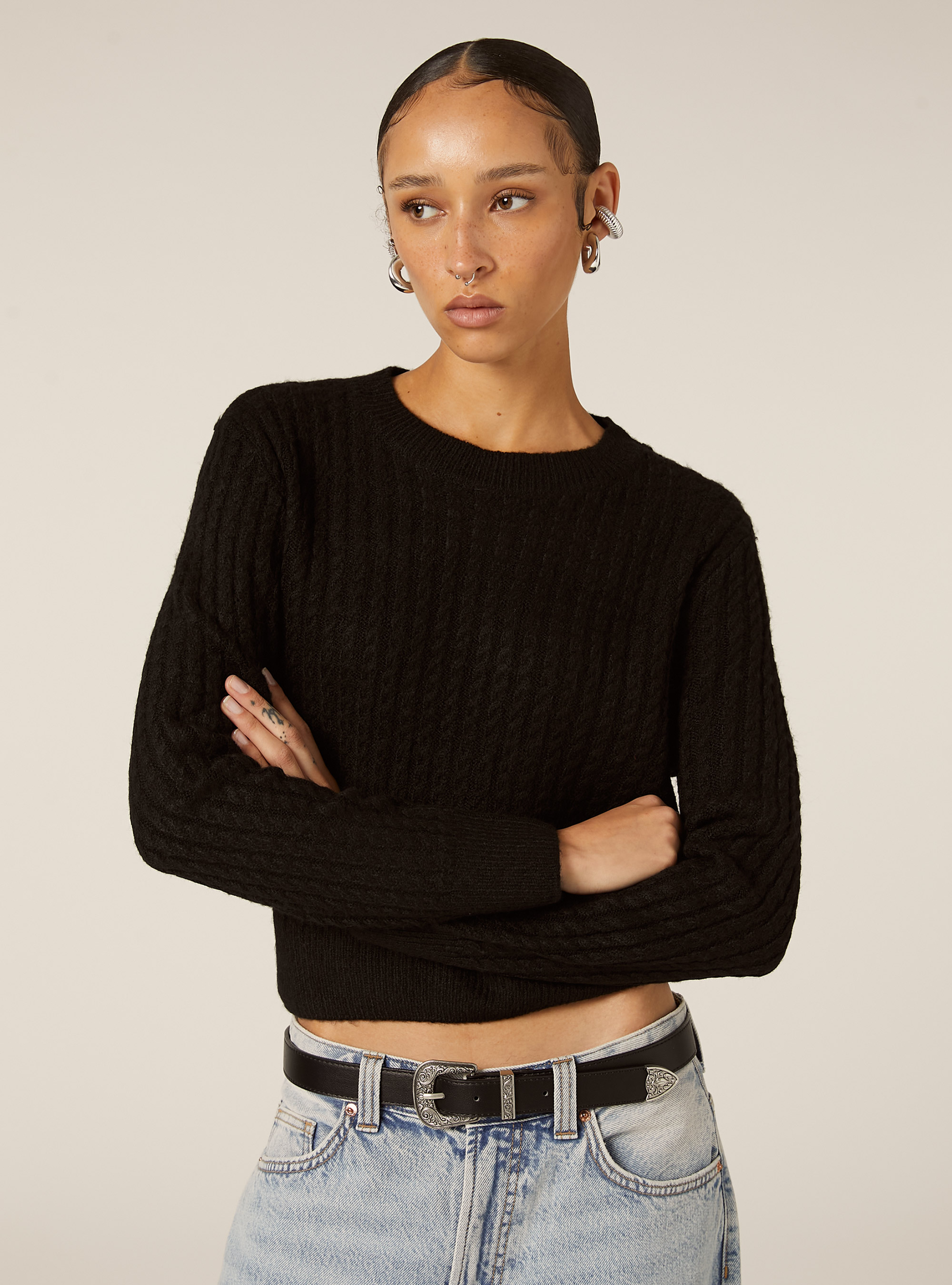 Maglia a trecce, BK1 BLACK