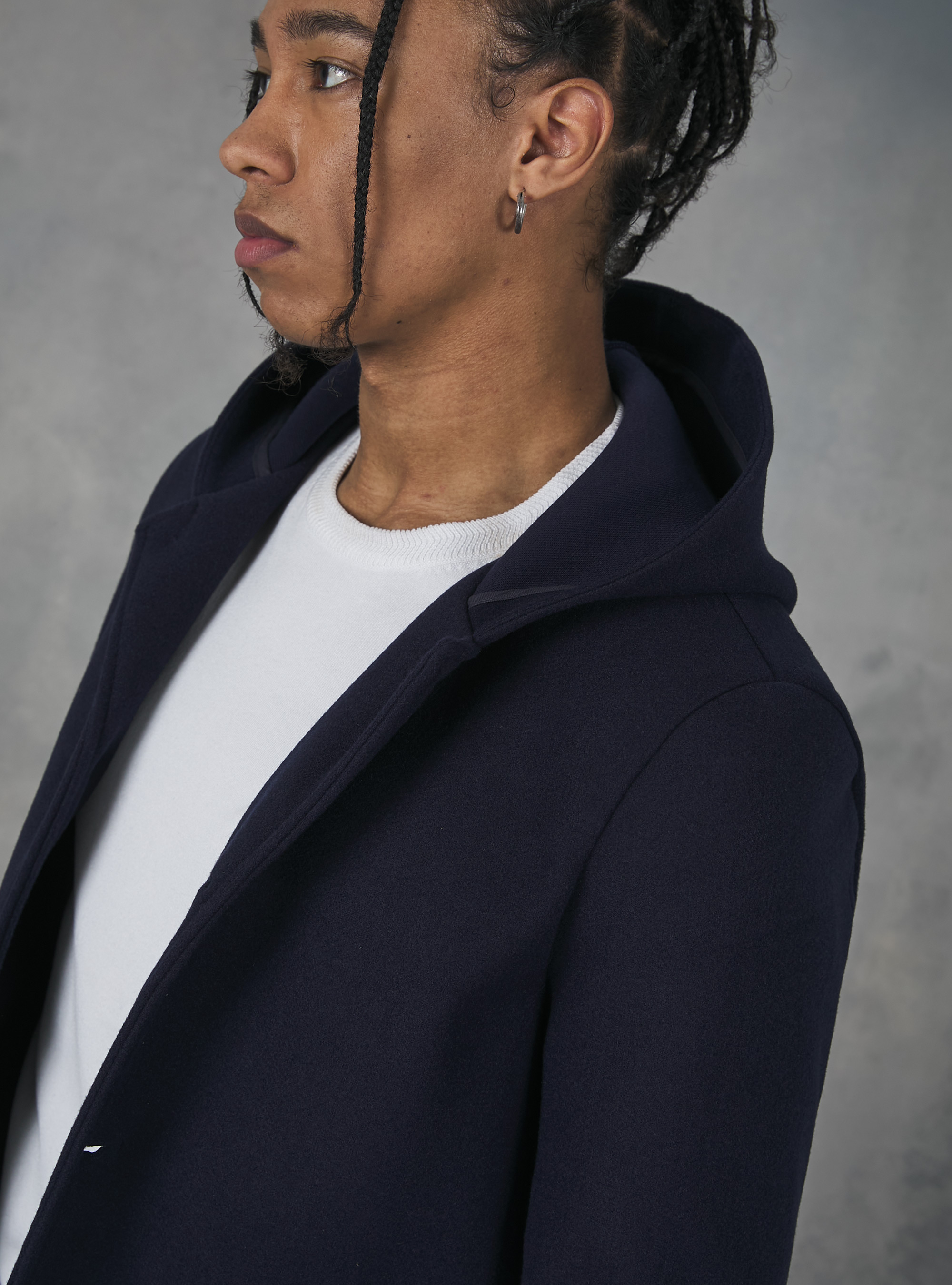 Hooded fabric coat, NA1 NAVY DARK