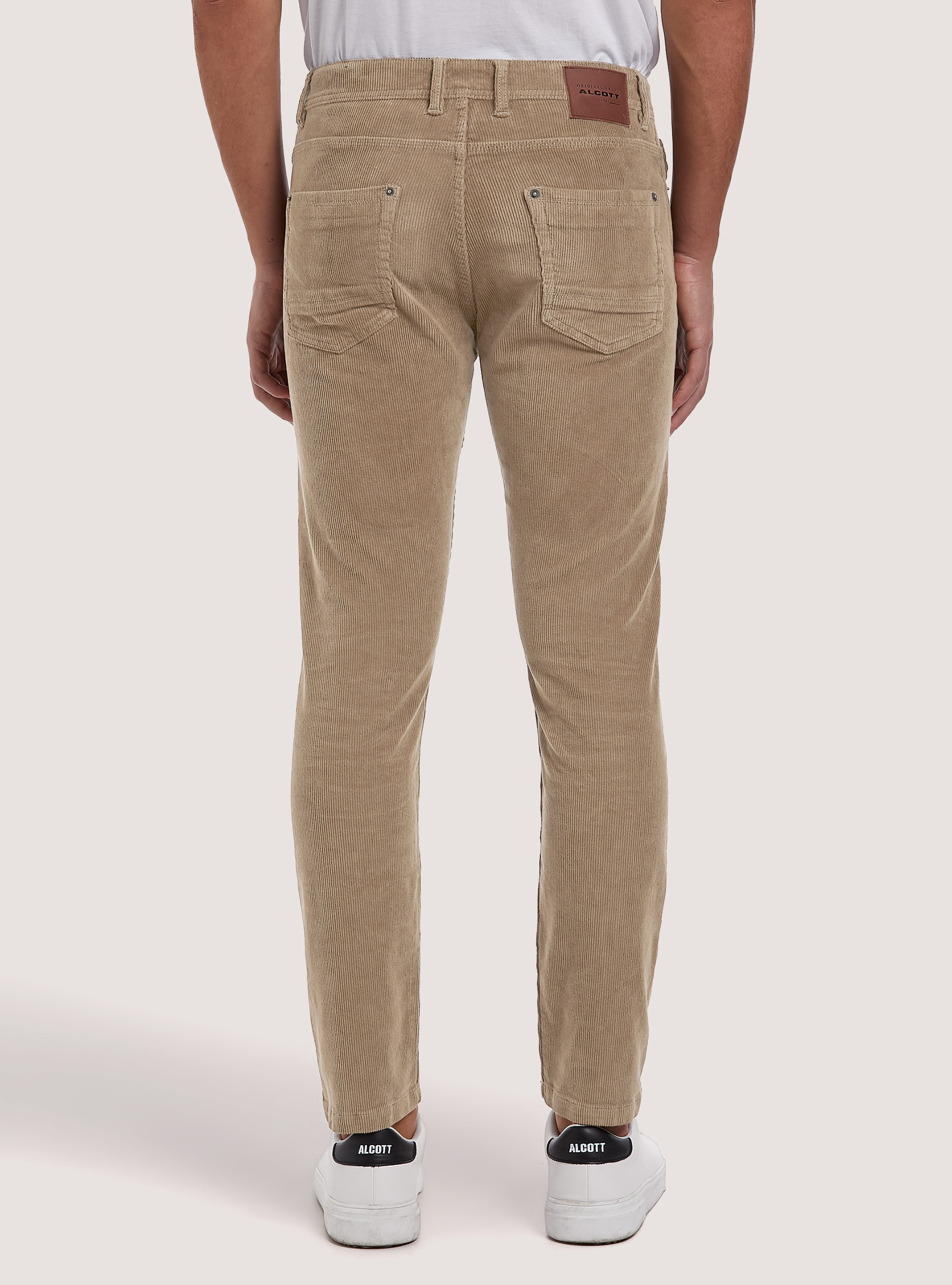 Pantaloni 5 tasche velluto stretch, BG3 BEIGE LIGHT