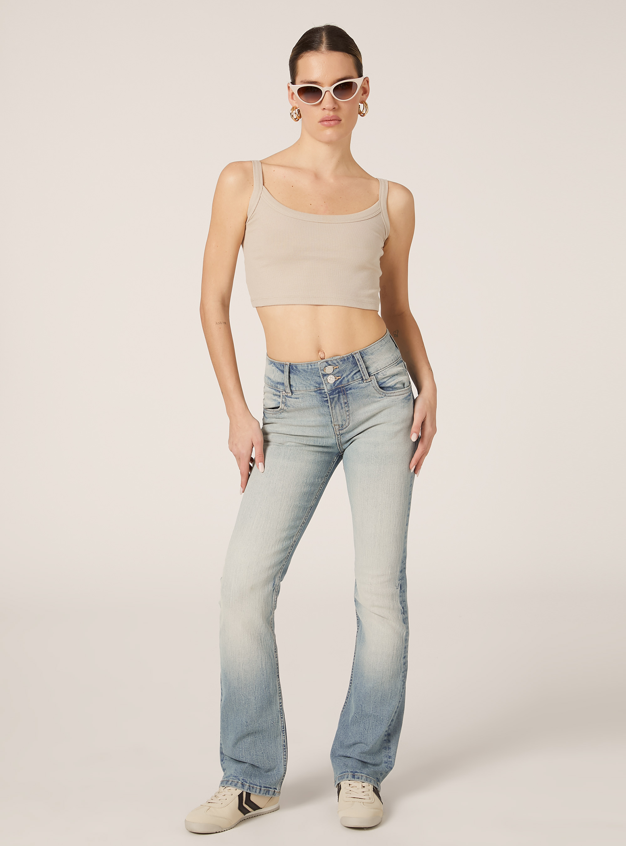 Jeans bootcut low waist, D006 AZURE