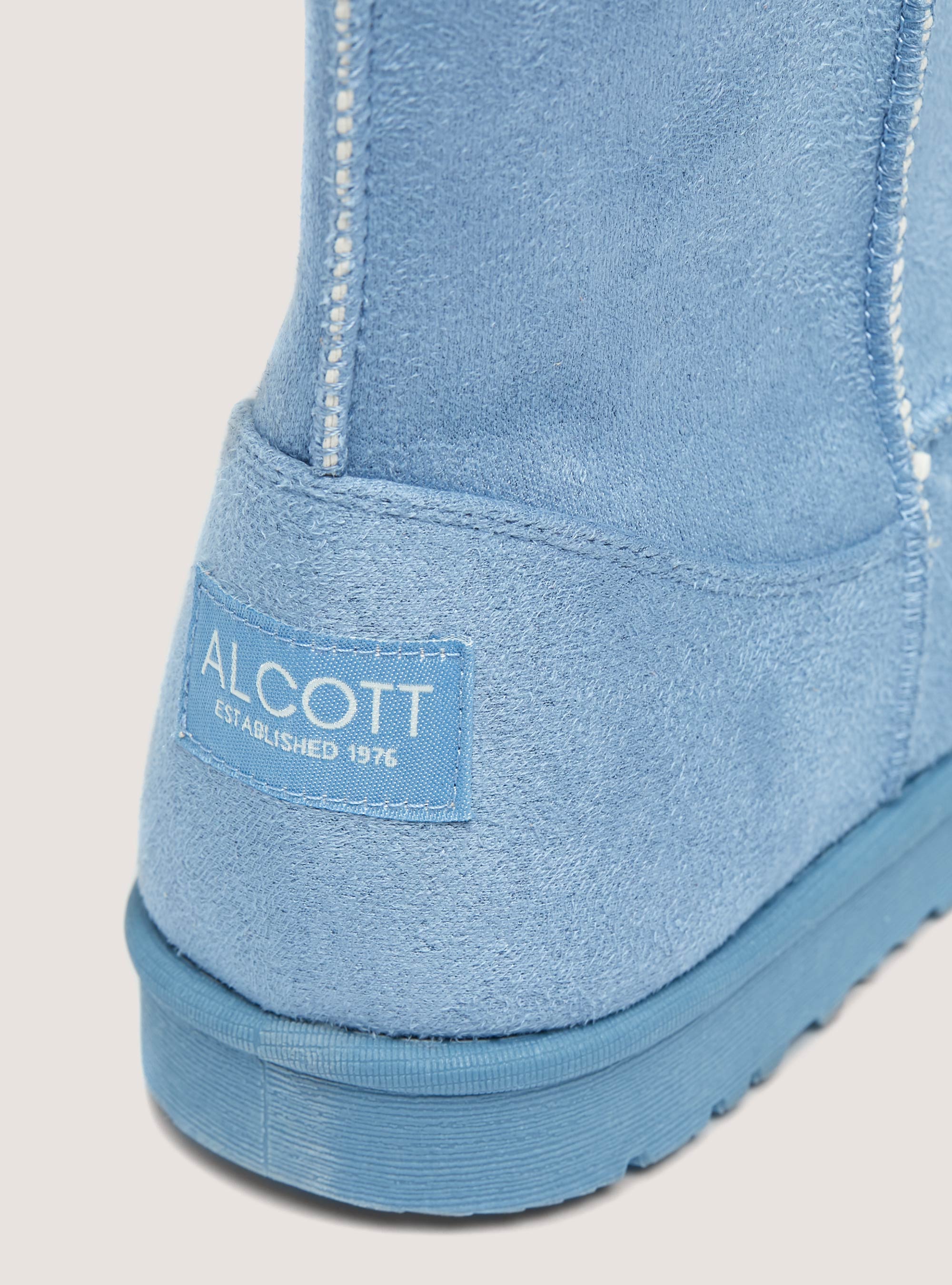 Suede ankle boots with faux fur inside, C0691 AZZURRE