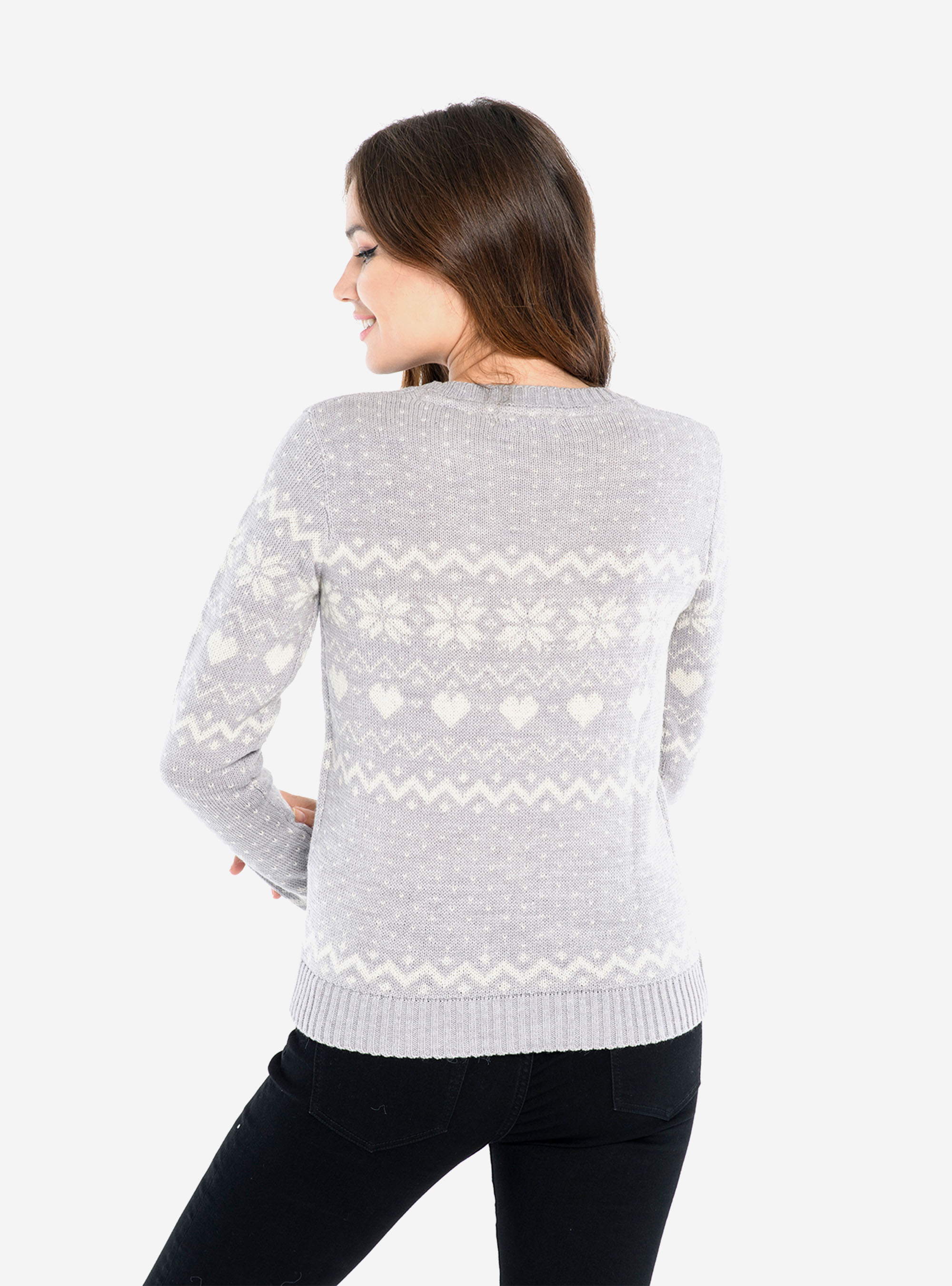 CHRISTMAS CREWNECK SWEATER, GREY MELANGE