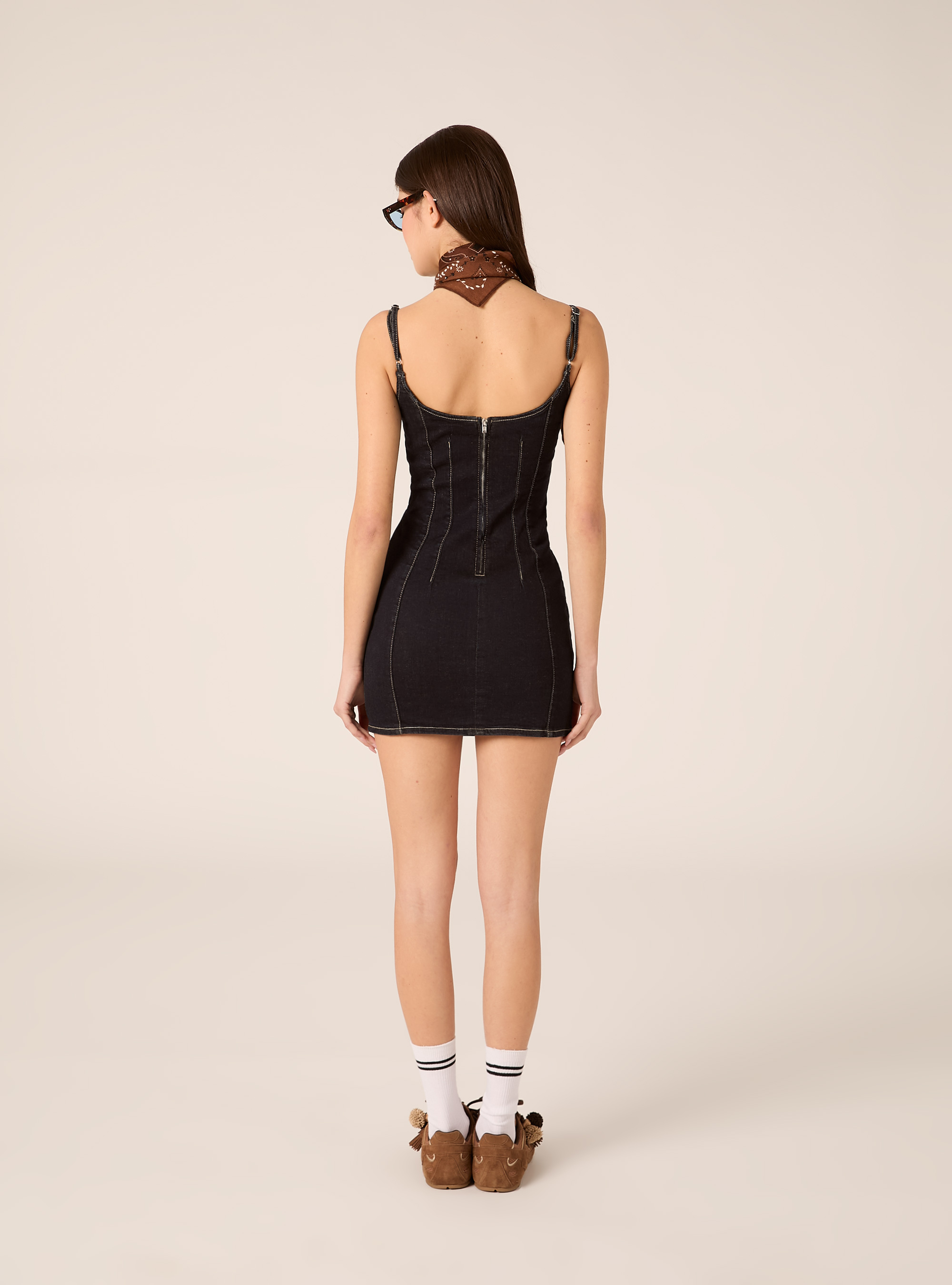 Vestito corto in denim, D001 DEEP BLUE