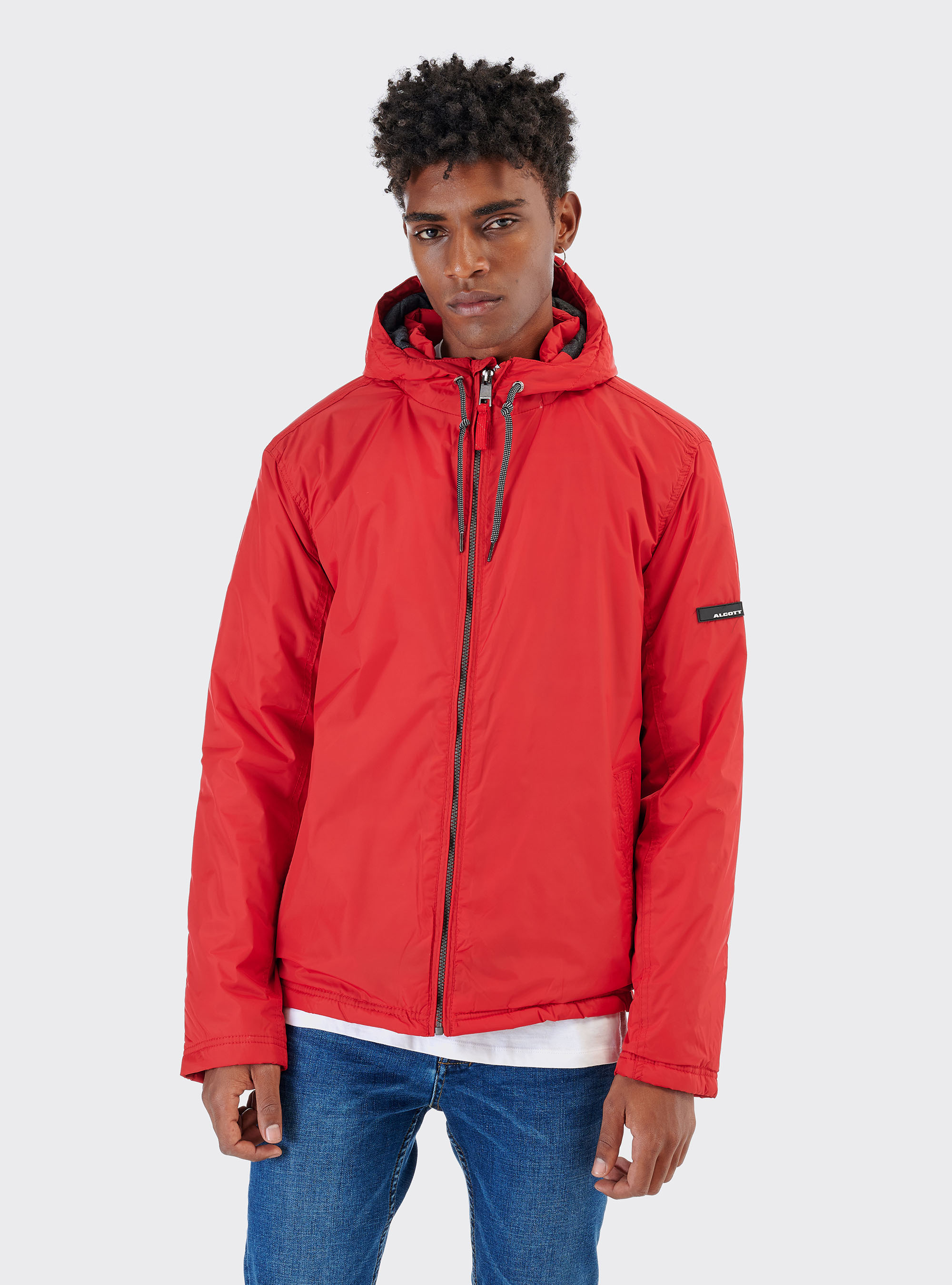 CAZADORA CON CAPUCHA, ROJO