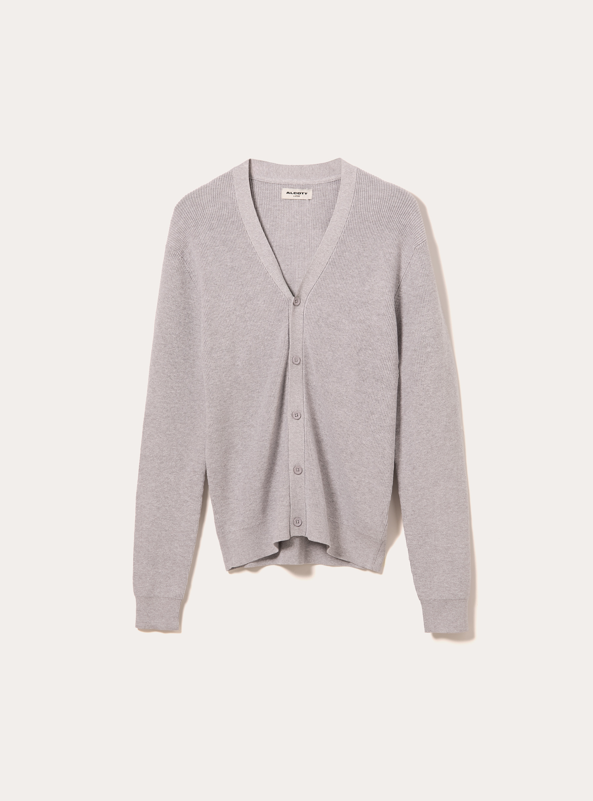 Lightweight cardigan in English rib knit, MGY2 GREY MEL MEDIUM