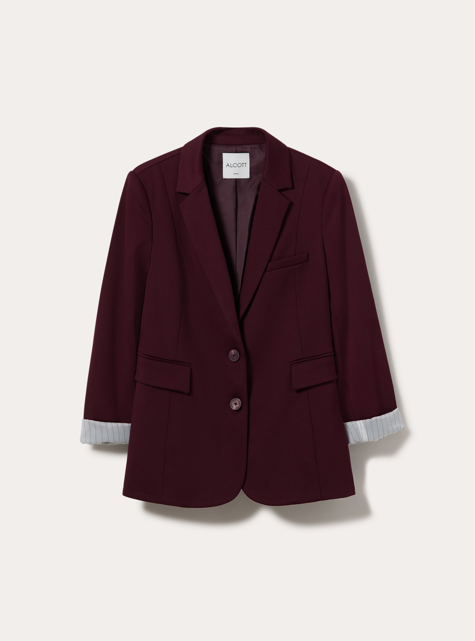 Blazer droit structure a revers, BO1 BORDEAUX DARK