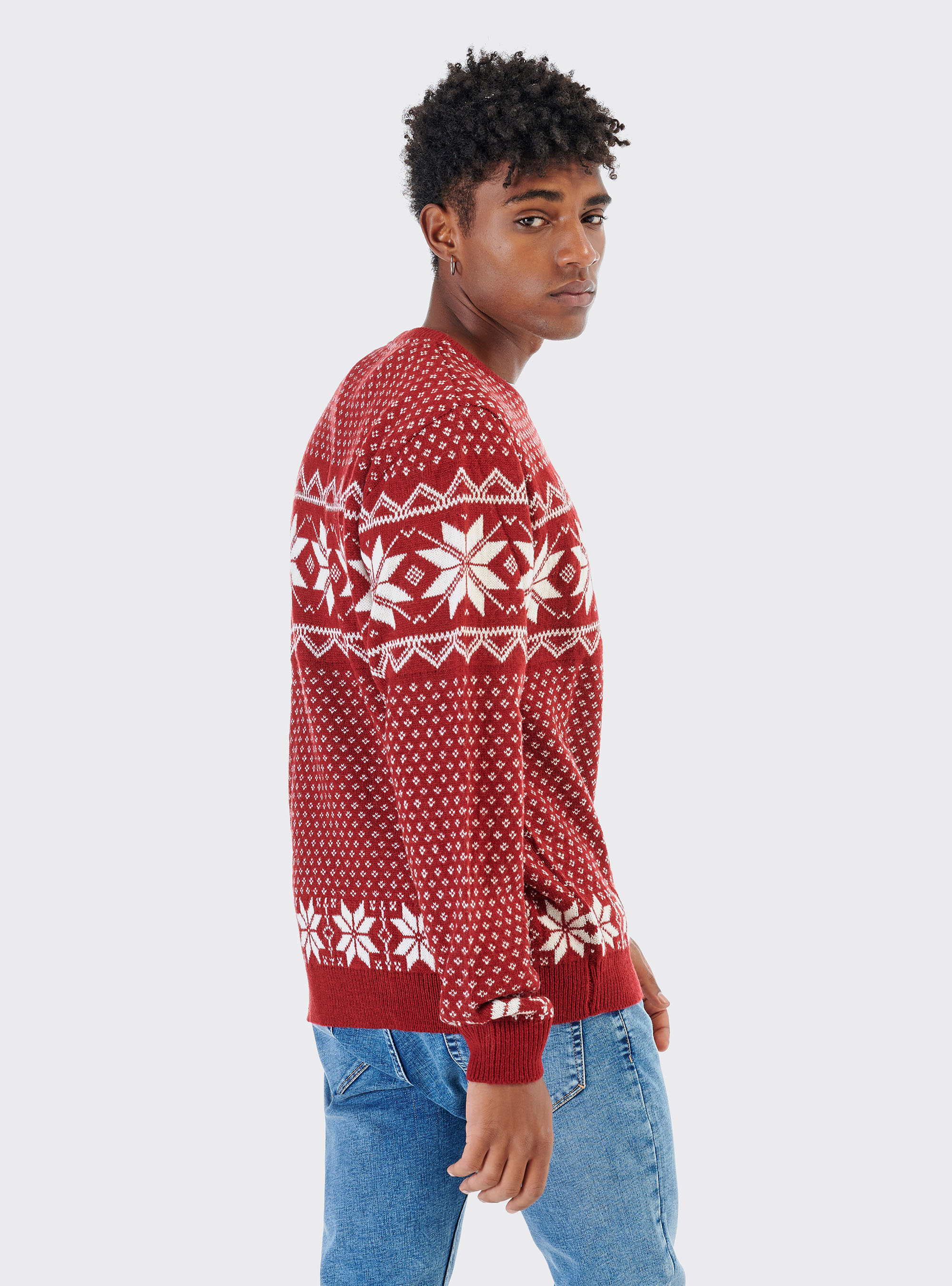 JAQUARD PULLOVER, RED