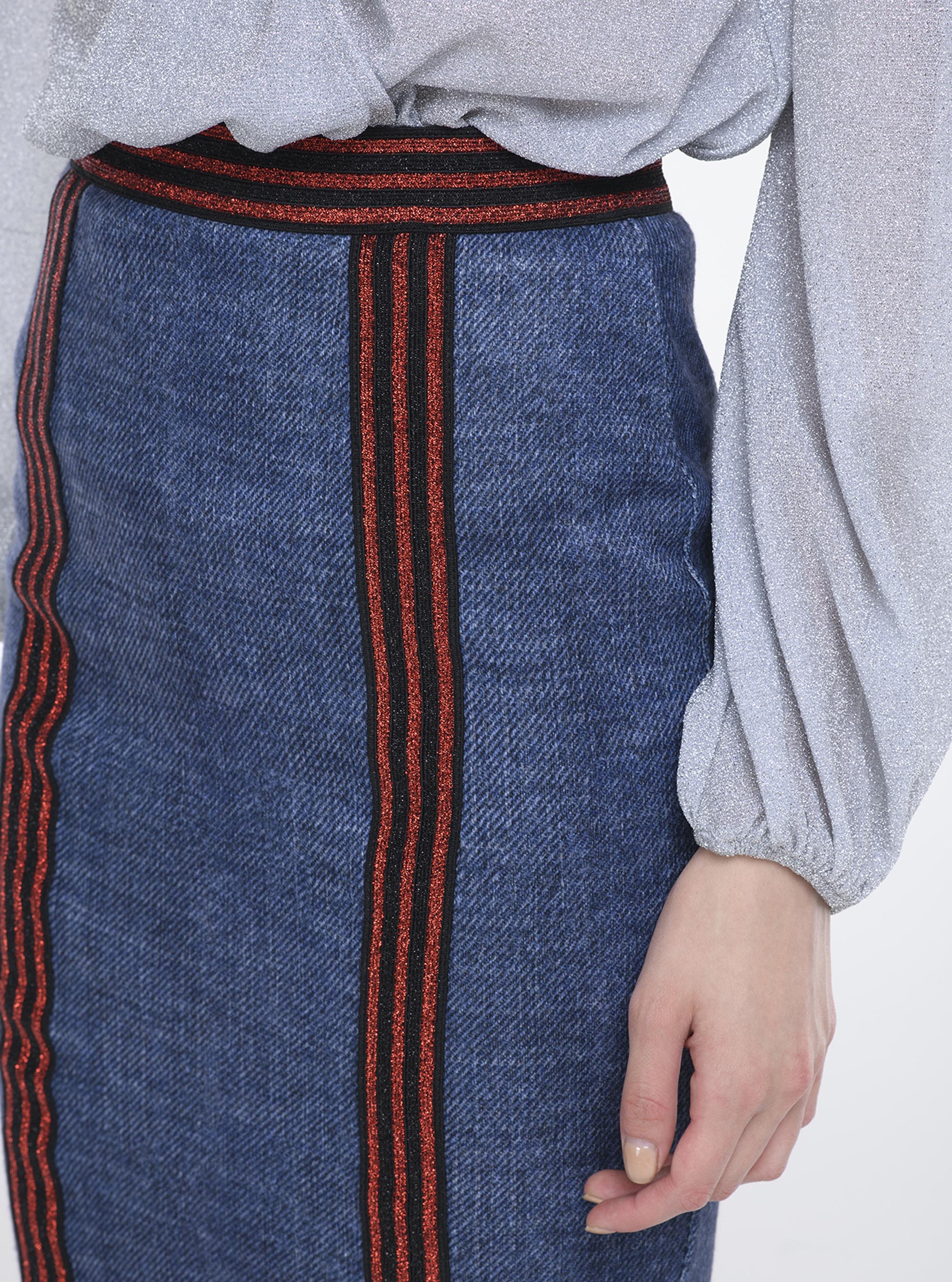 Gonna con bande lurex, C214 BLUE NAVY