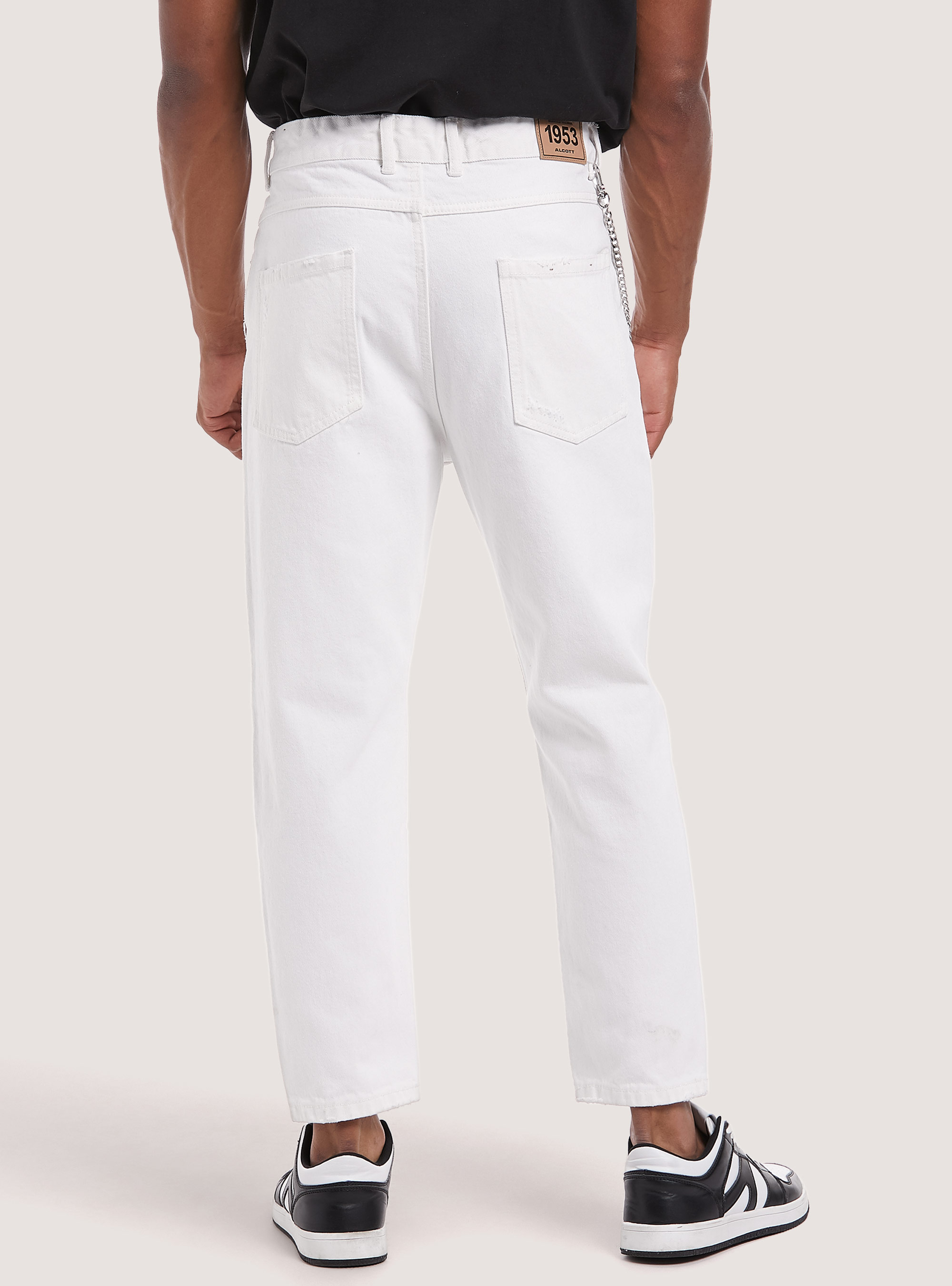 Relaxed fit jeans with chain, C141 CREAM