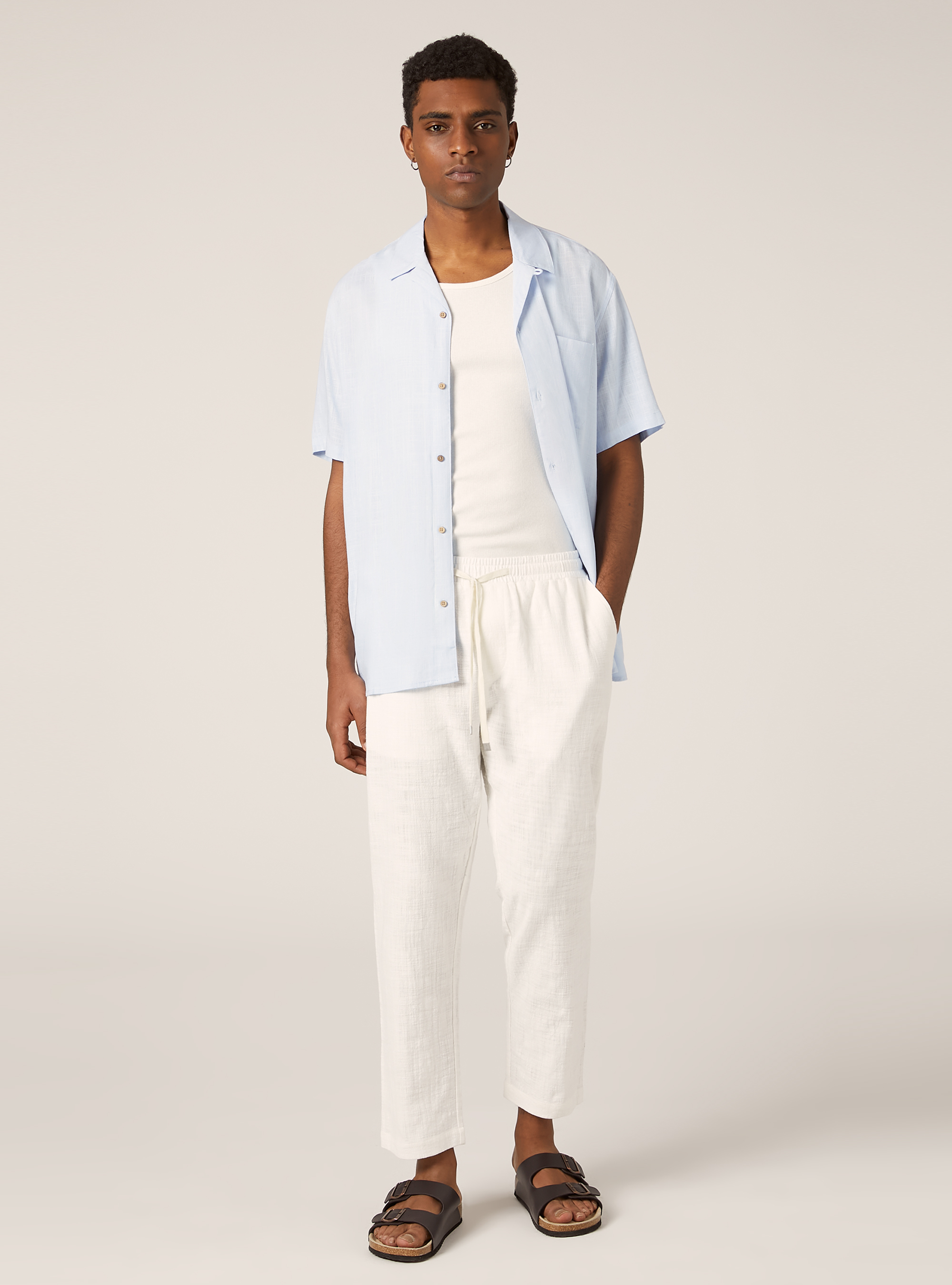 Cotton pants with drawstring waistband, WH2 WHITE