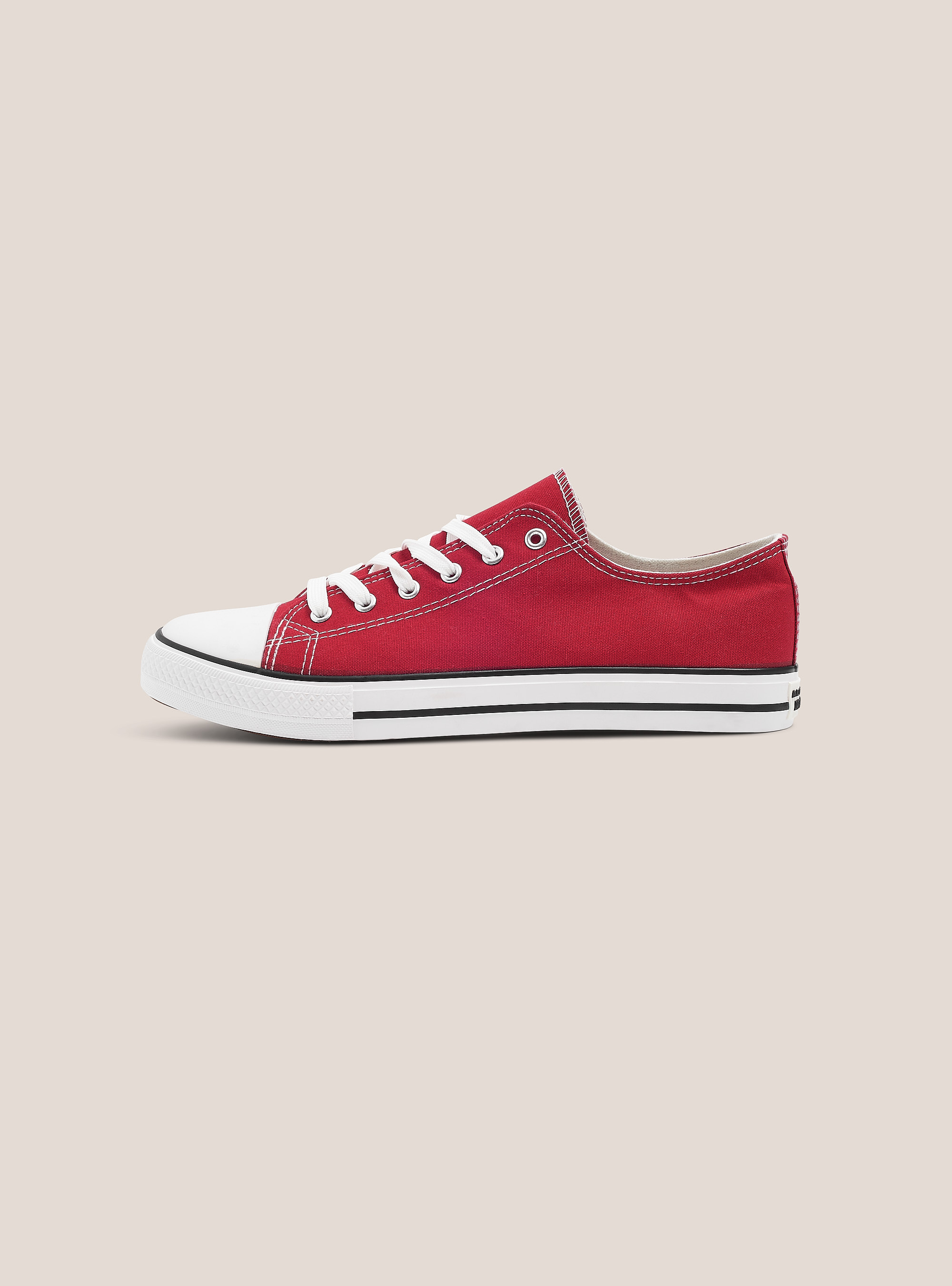 Low trainers in light fabric, RED