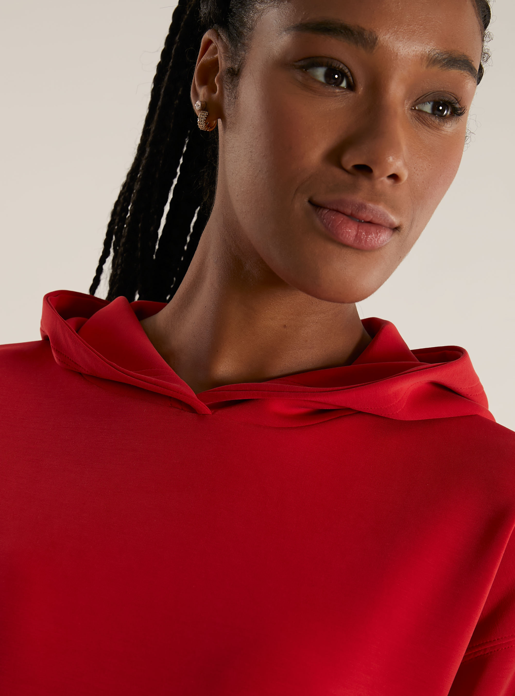 Cropped sweatshirt in soft scuba, RD2 RED MEDIUM