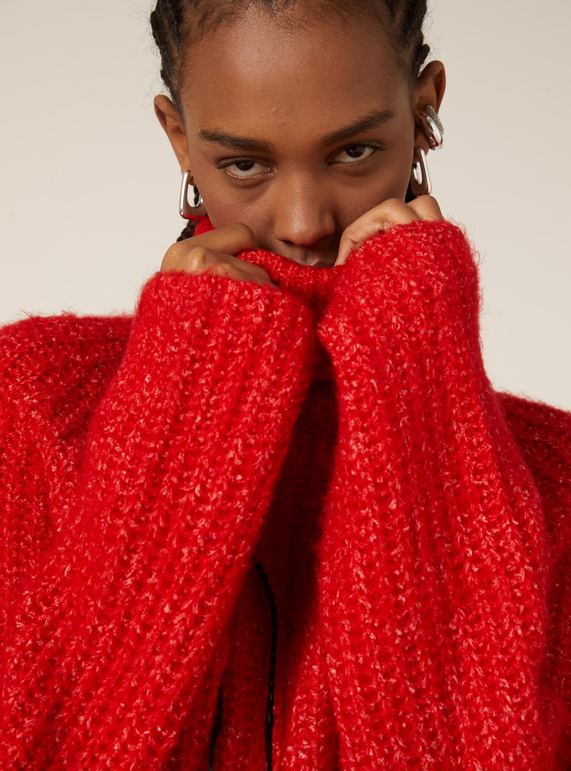 Jersey de cuello alto con canalé inglés, RD2 RED MEDIUM