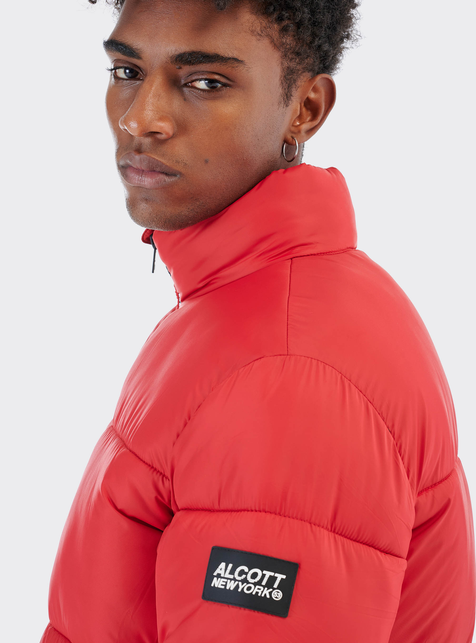 Solid colour puffy jacket, RED