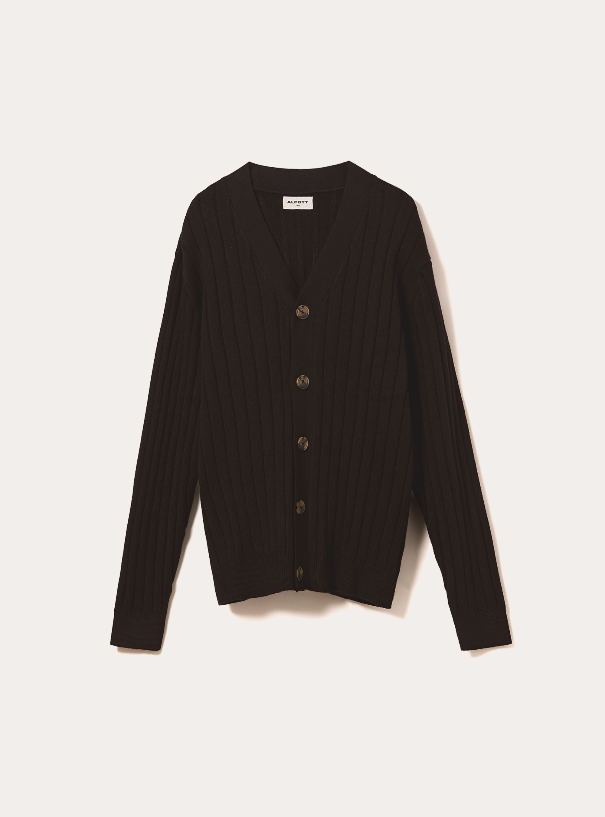 Cardigan  in rib, BK1 BLACK